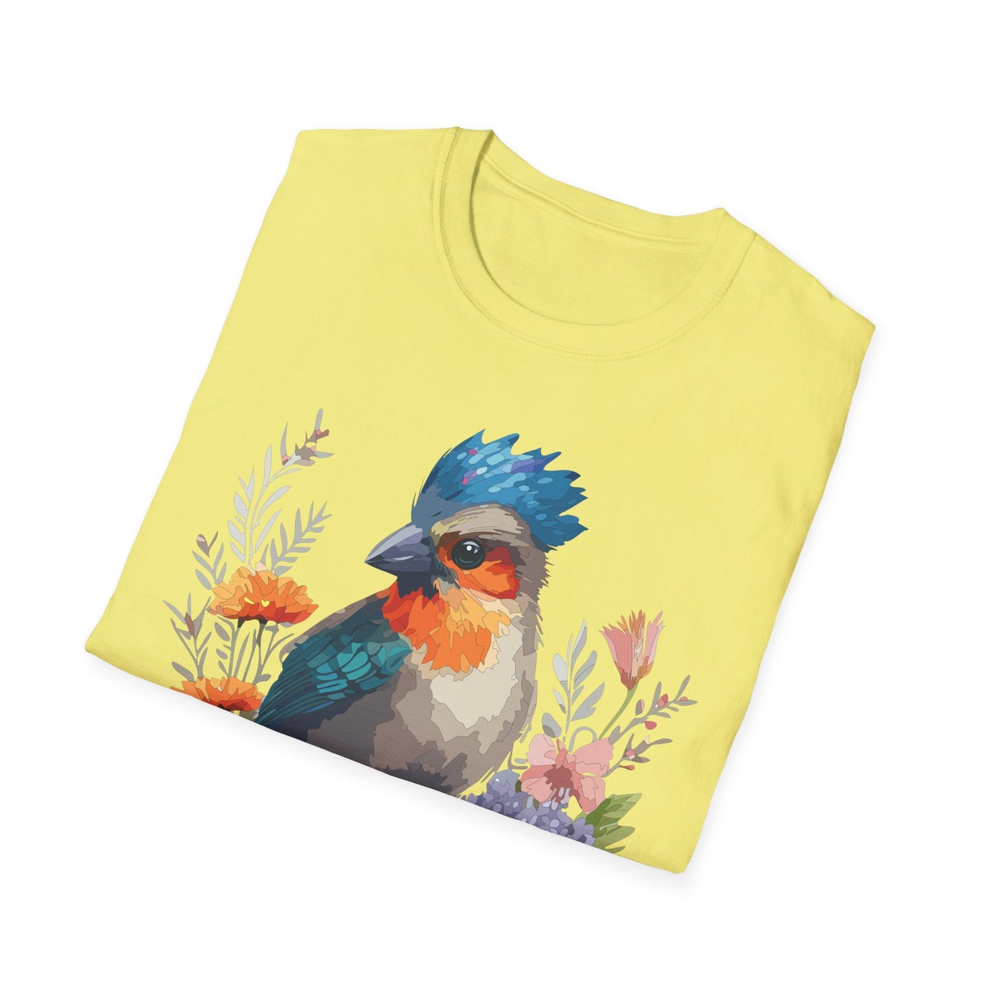 Floral Bird T Shirt Unisex Softstyle Tee 100 Percent Ring Spun Cotton Gildan 64000