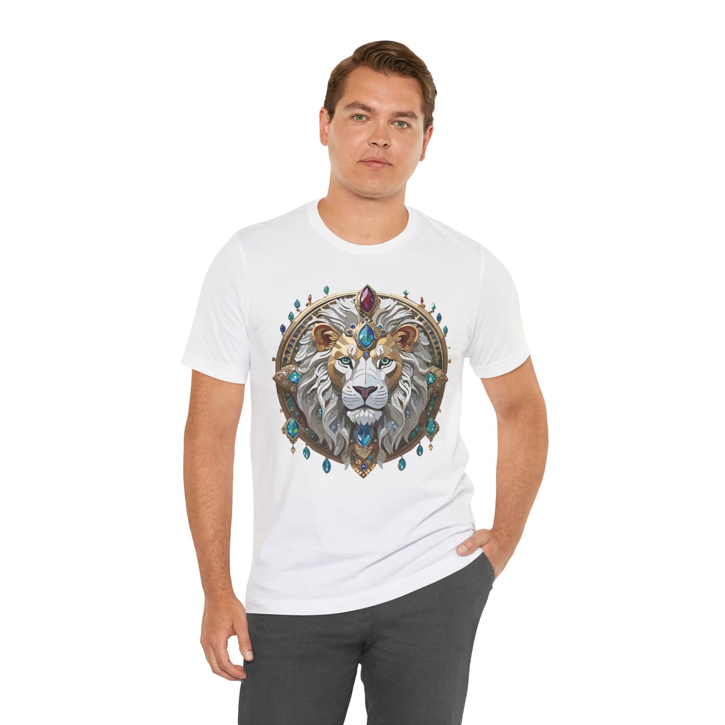 Unisex Lion Graphic Tee, Animal Shirt, Tee Shirt with Lion, Medallion T-Shirt, Animal Medallion Tees