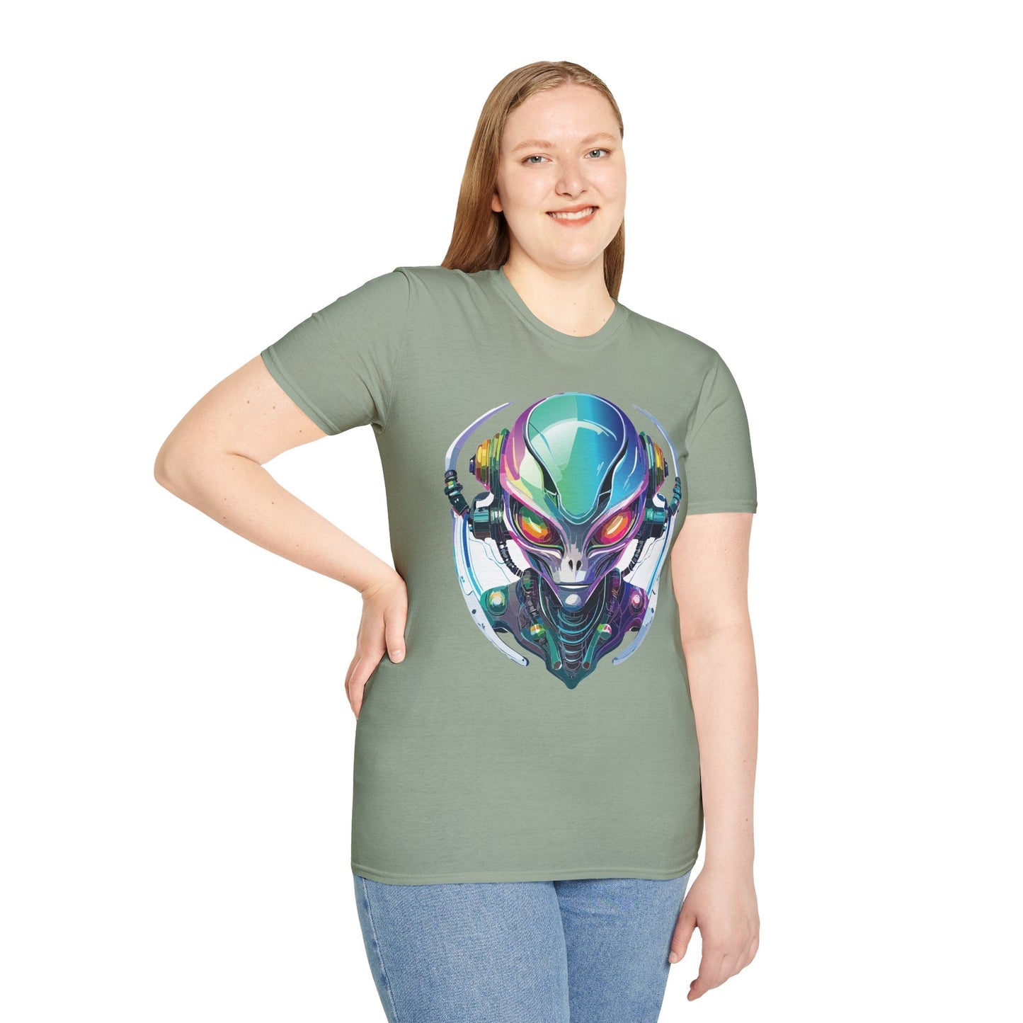 Alien Graphic Unisex Cotton Softstyle UFO Artwork Tee 3