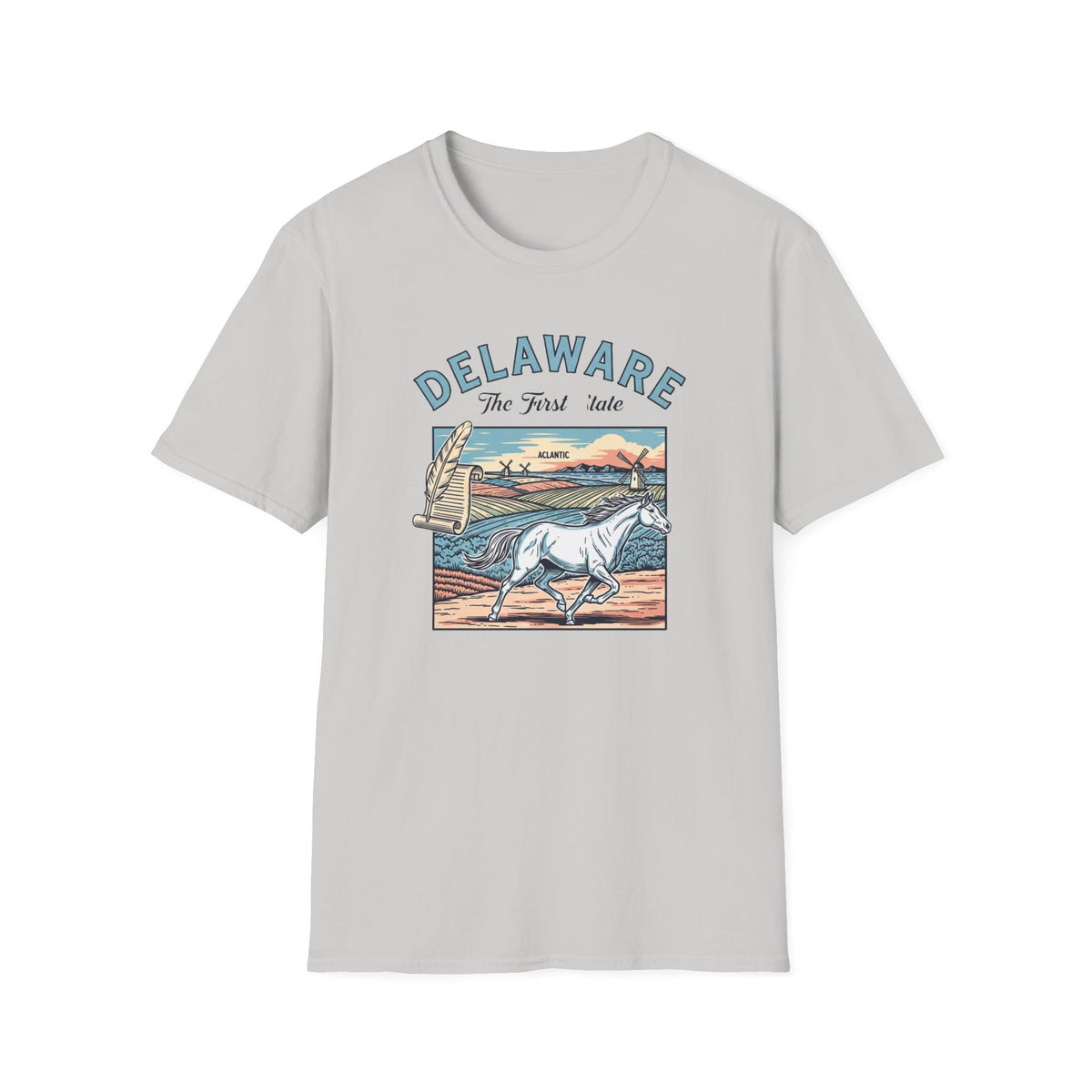 Delaware First State Vintage Horse Tee Travel Tourist Graphic Design Unisex 100 Cotton Gildan T-Shirt