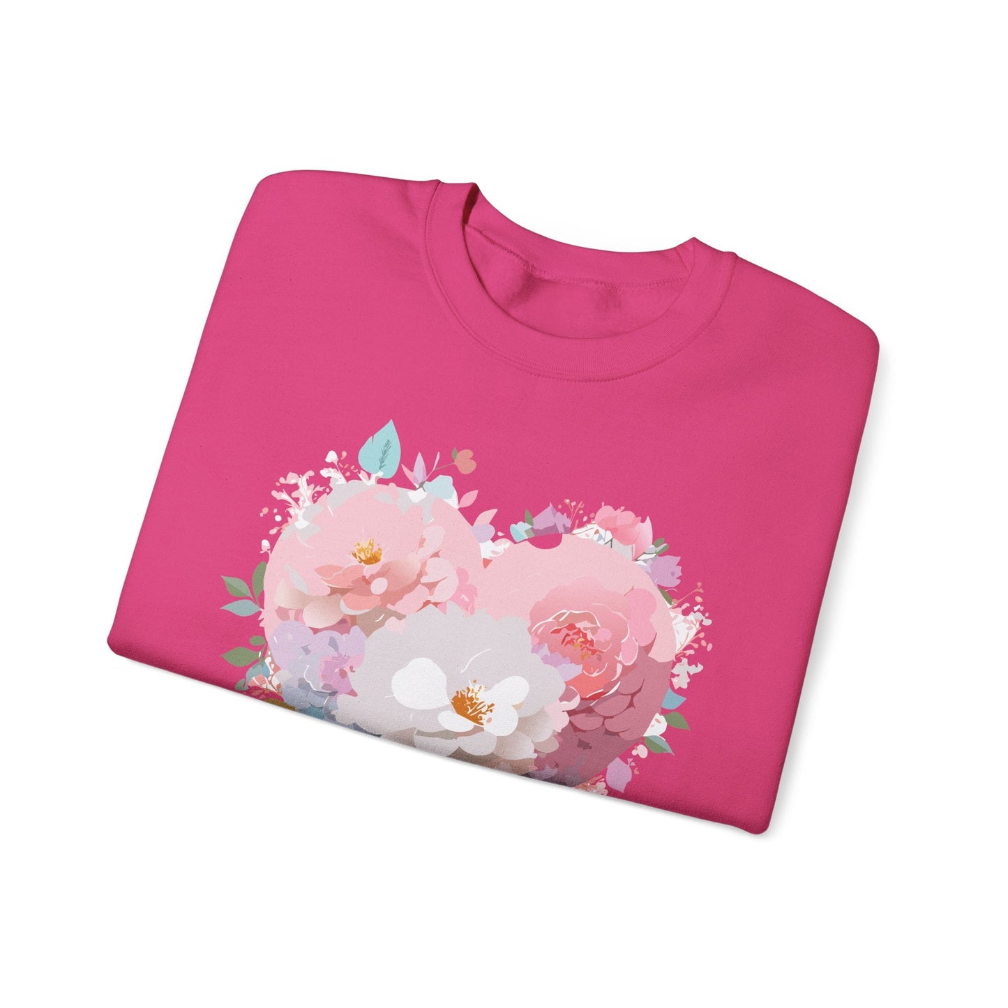 Unisex Floral Heart Sweatshirt For Valentines Day With Love Floral Print Crewneck