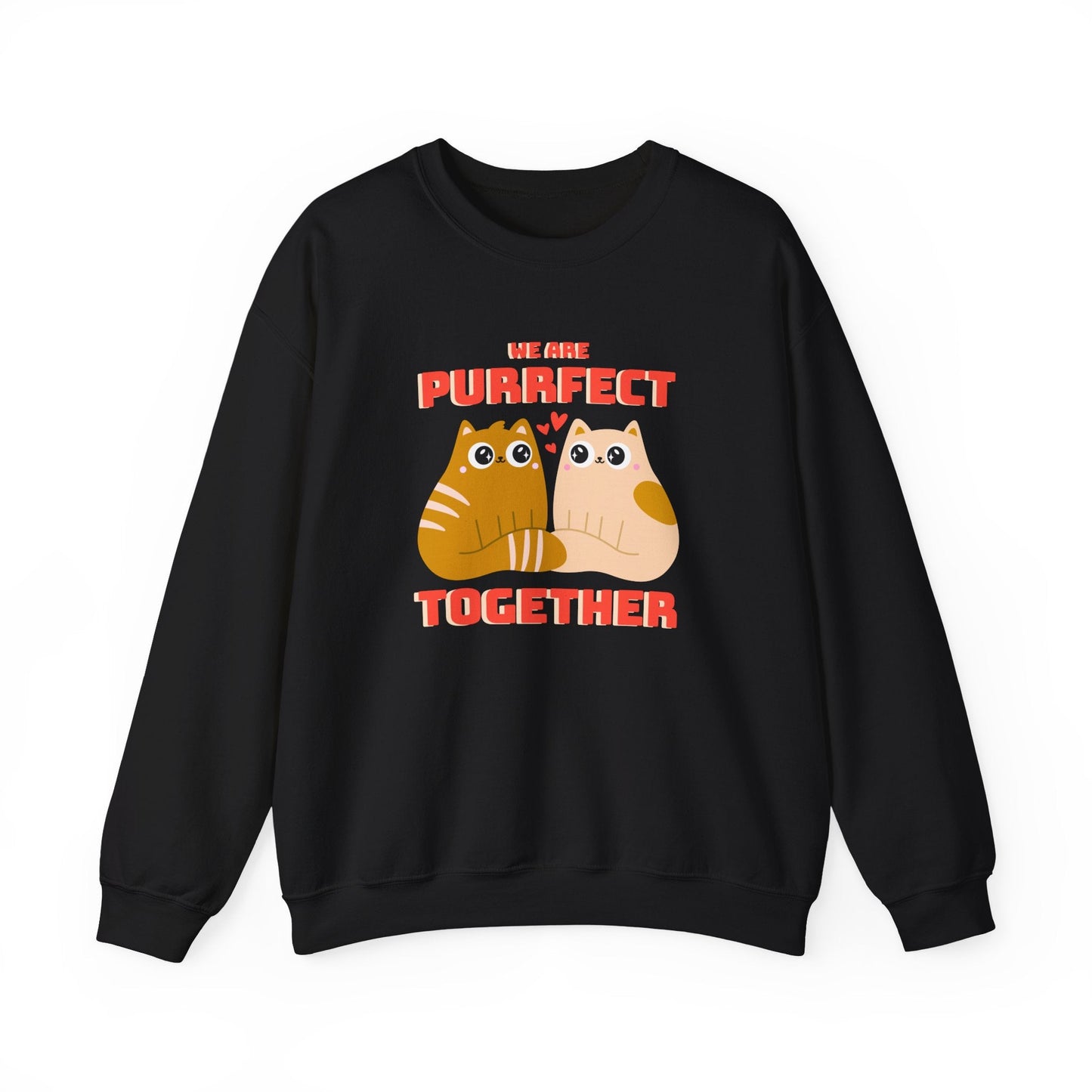 Cat Heart Sweatshirt Unisex 50/50 Cotton-Poly Blend Valentine Gift For Cat Lovers