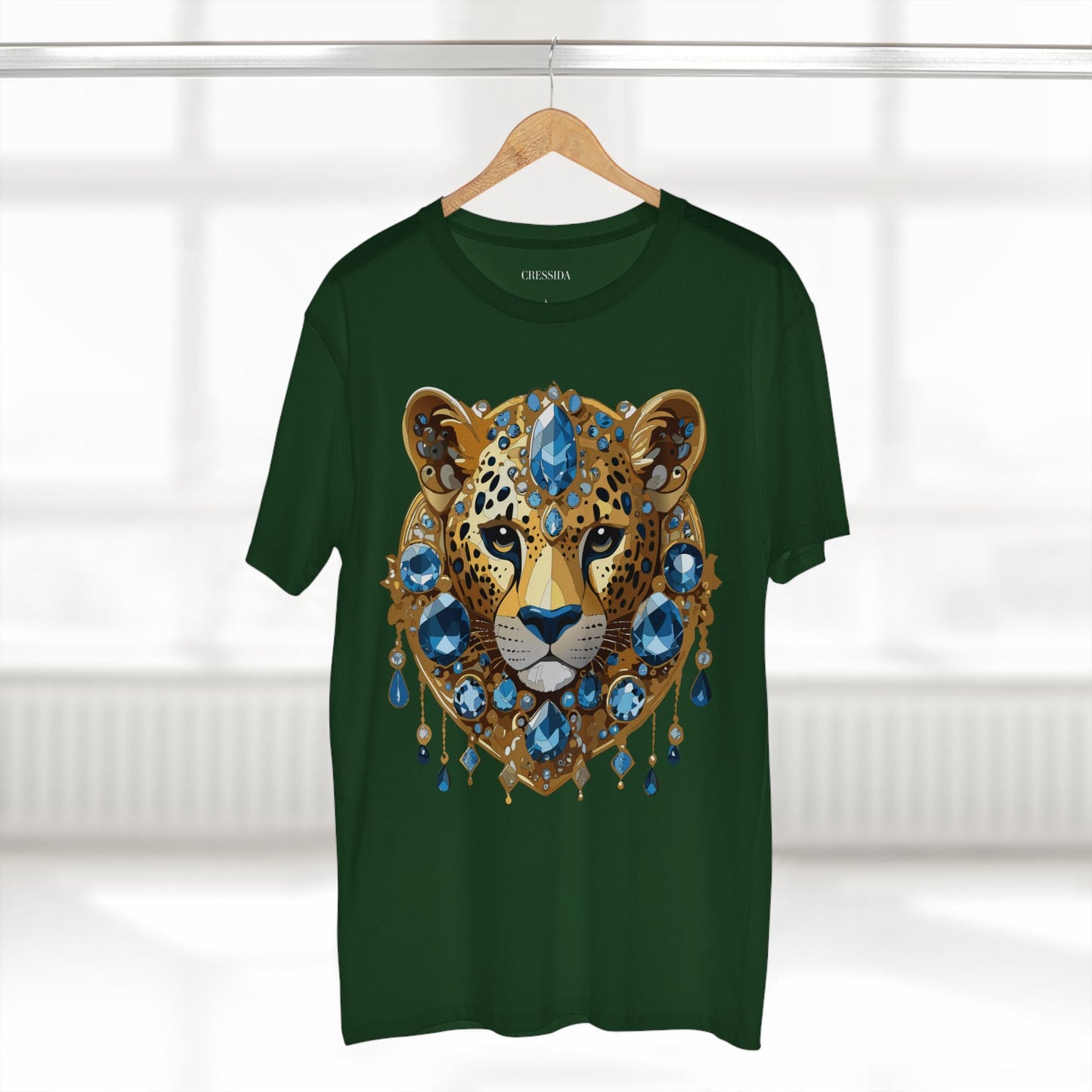 Cheetah Graphic Unisex 100 Cotton Tee With Unique Animal Golden Medallion Art Design 49