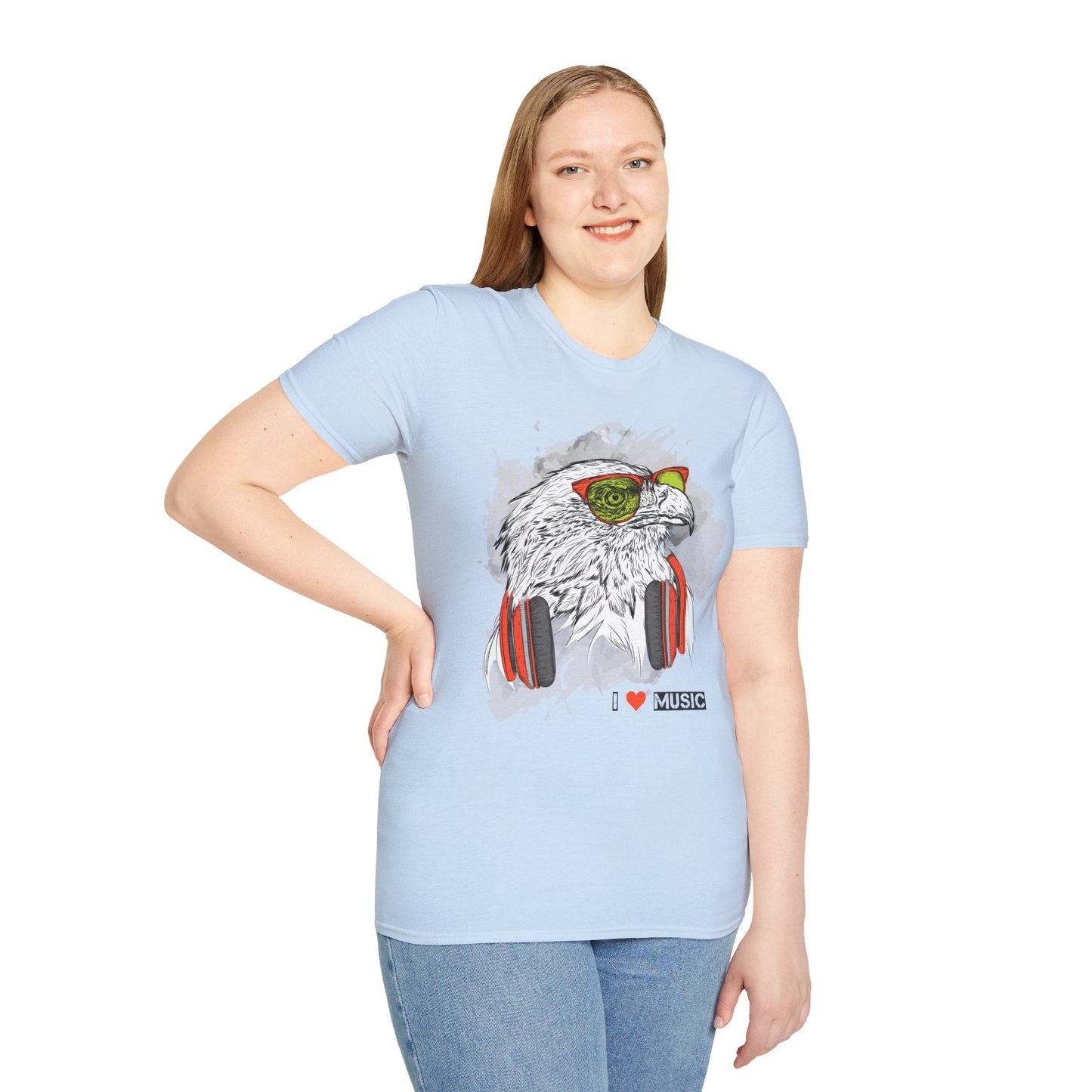 I Love Music Animals Shirt With Headphones Unisex Gildan Softstyle 64000 Tee Premium