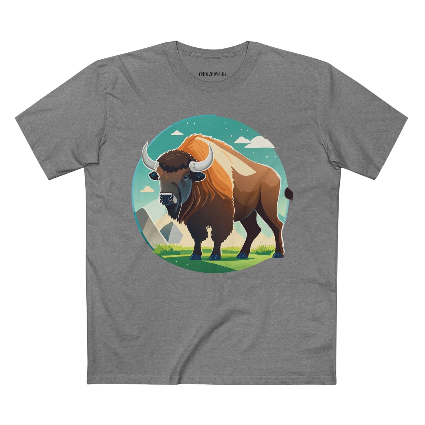 Bison Shirt Unisex Premium Cotton Tee With Original Art Design From Retro2Nova Animals Collection Exclusive Art Series