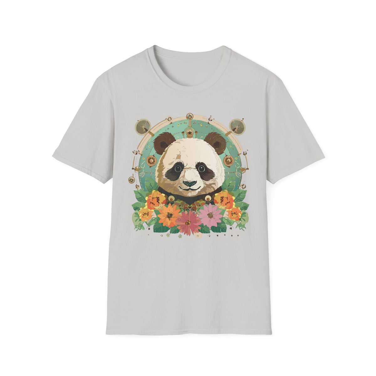 Floral Panda Portrait T-Shirt | Cute Panda Face Tee
