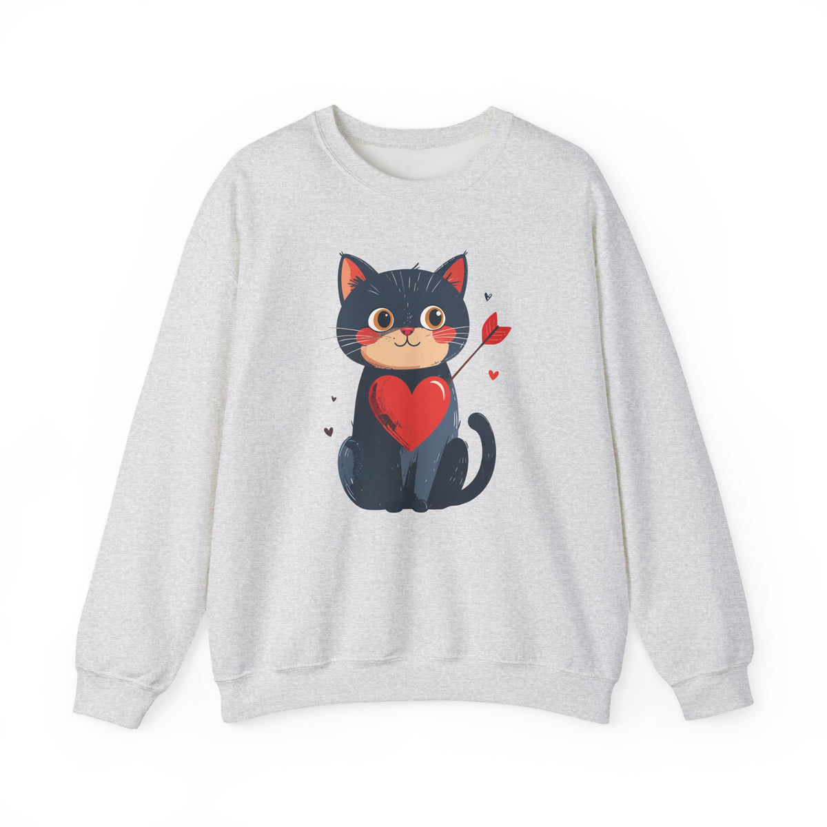 Cat Heart Sweatshirt, Heart Sweatshirt, Cat Sweatshirt, Valentine's Day Sweatshirt, 50/50 Cotton-Poly Animal Sweatshirt 108