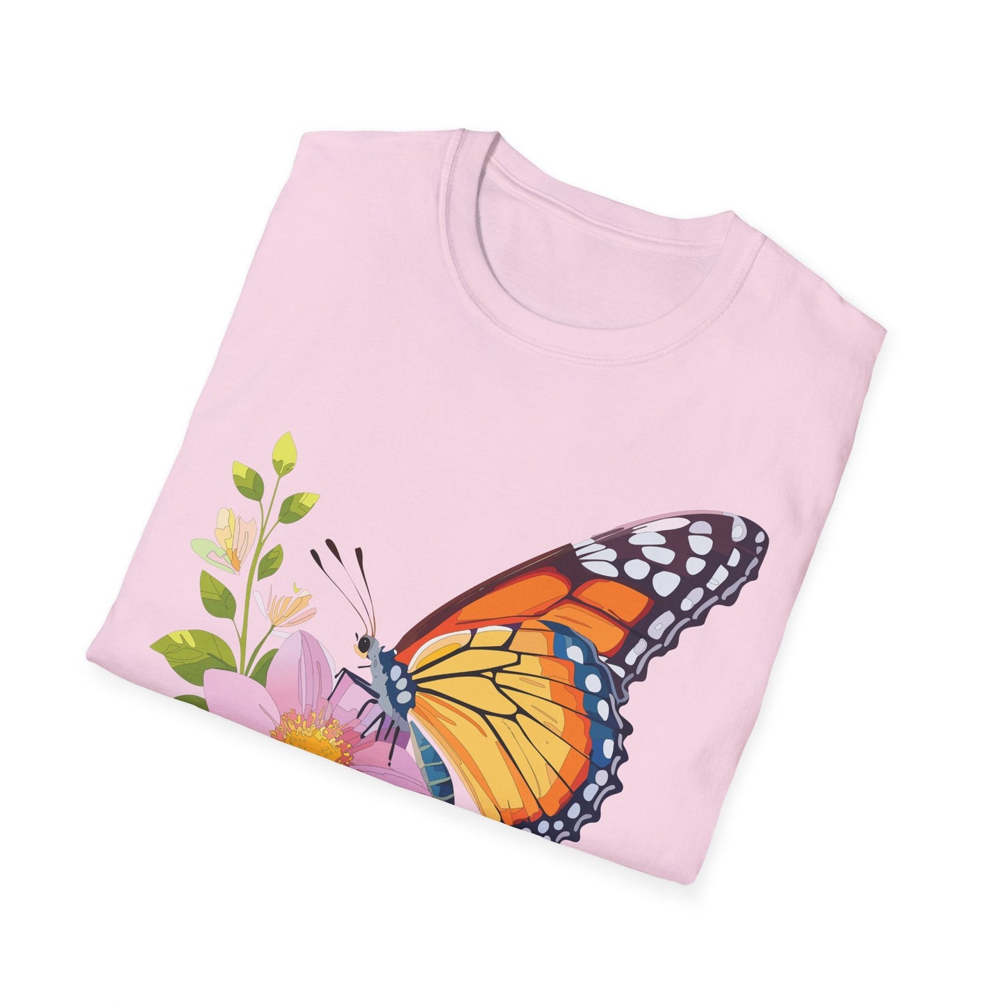 Butterfly T Shirt for Women and Men Monarch Print Softstyle Unisex Gildan 64000 Tee