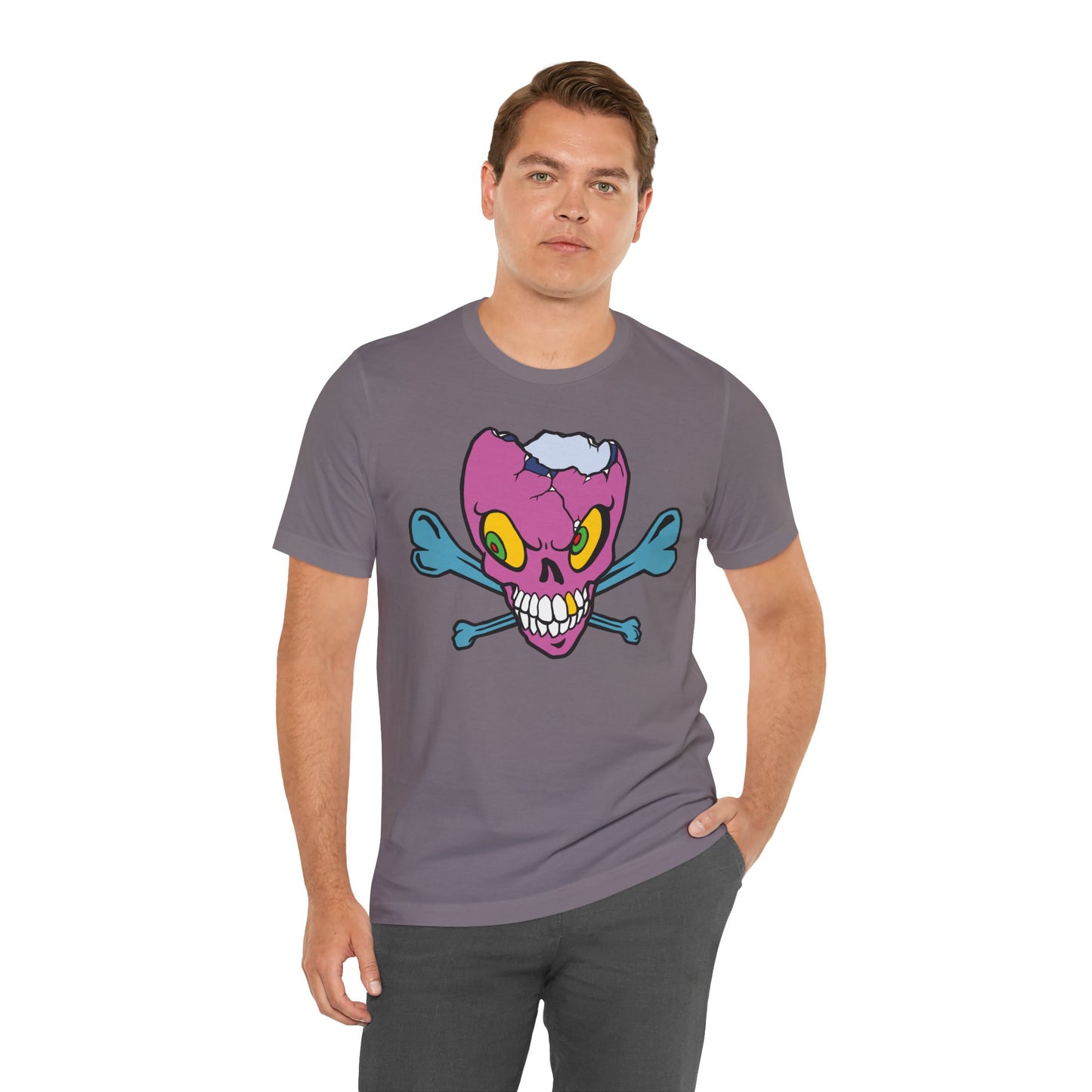 Purple Skull Graphic Design Tee, Skull Shirt, Vintage Tees, Art Design T-Shirt, Vintage Graphic Tee, Art Shirts with Skulls 5