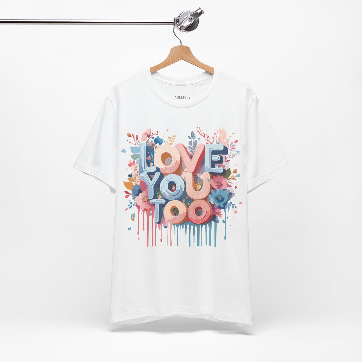 Valentine's Day Graphic Unisex Cotton Bella+Canvas Tee with Floral Art Design d97