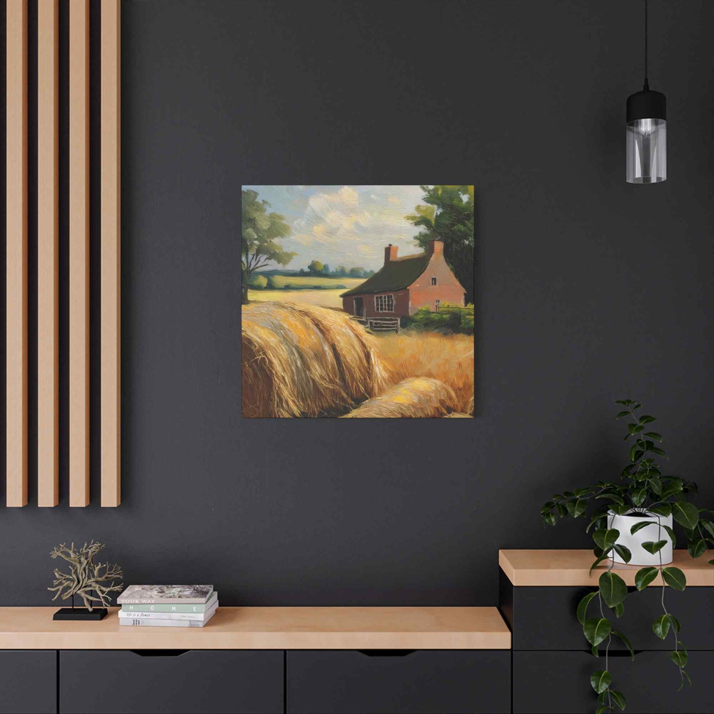 Countryside Print Canvas, Oil Paint Print 20x20, 24x24, 30x30, 32x32, 36x36 Art Design Print Pine-Wood Inner Frame MC- 47