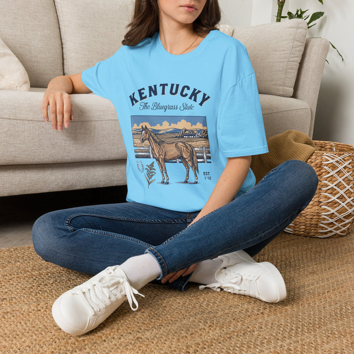 Kentucky Horse Vintage Graphic T-Shirt — The Bluegrass State Travel Tourist Graphic Tee Unisex 100 Cotton Gildan T-Shirt