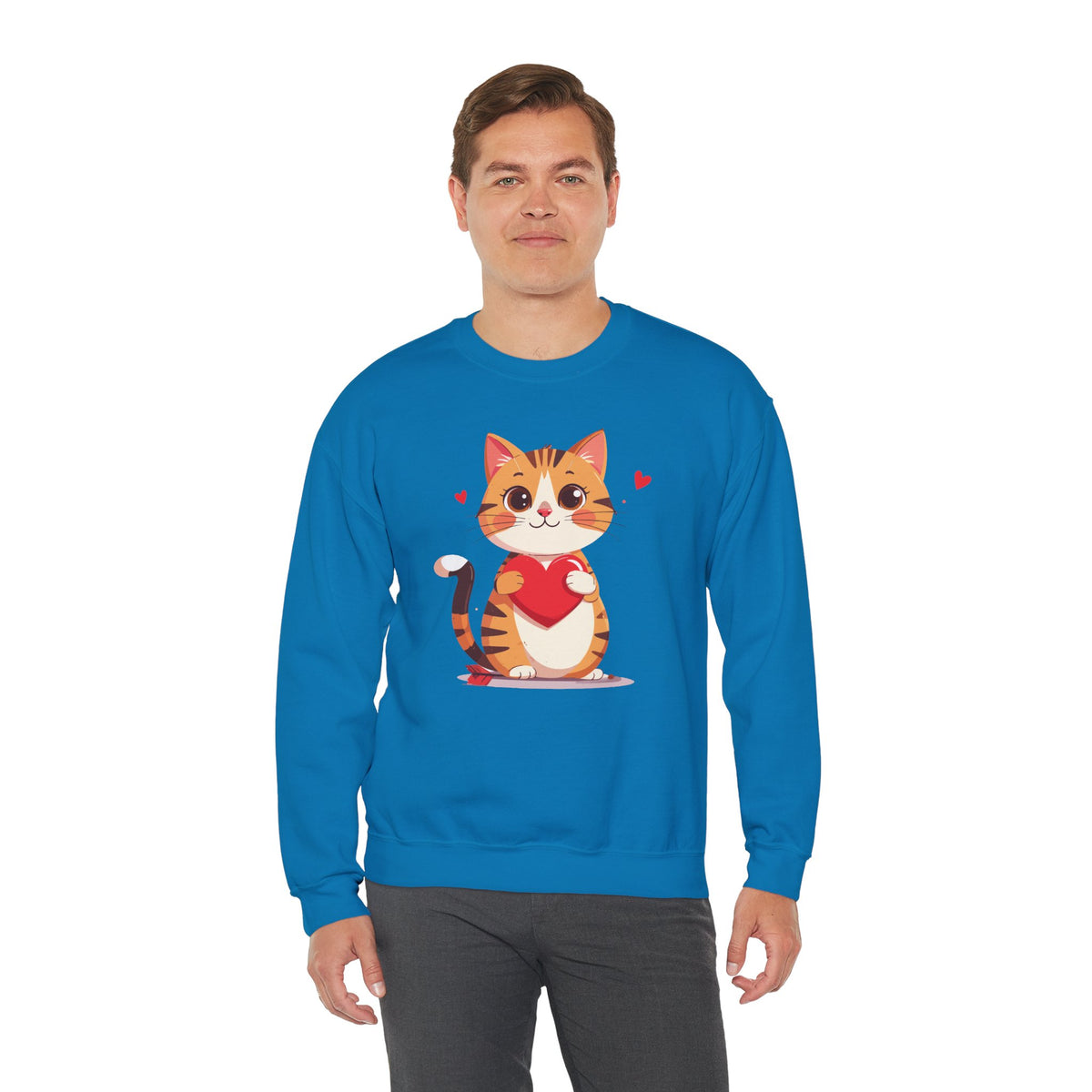 Cat Heart Sweatshirt, Heart Sweatshirt, Cat Sweatshirt, Valentine's Day Sweatshirt, 50/50 Cotton-Poly Animal Sweatshirt 103