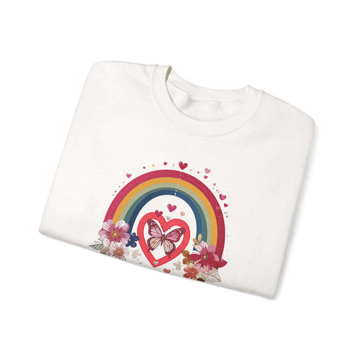 Rainbow Heart Sweatshirt, Floral Heart Sweatshirt, Floral Love Sweatshirt, Valentine's Day Sweatshirt, Rainbow Heart Floral Sweatshirt 113