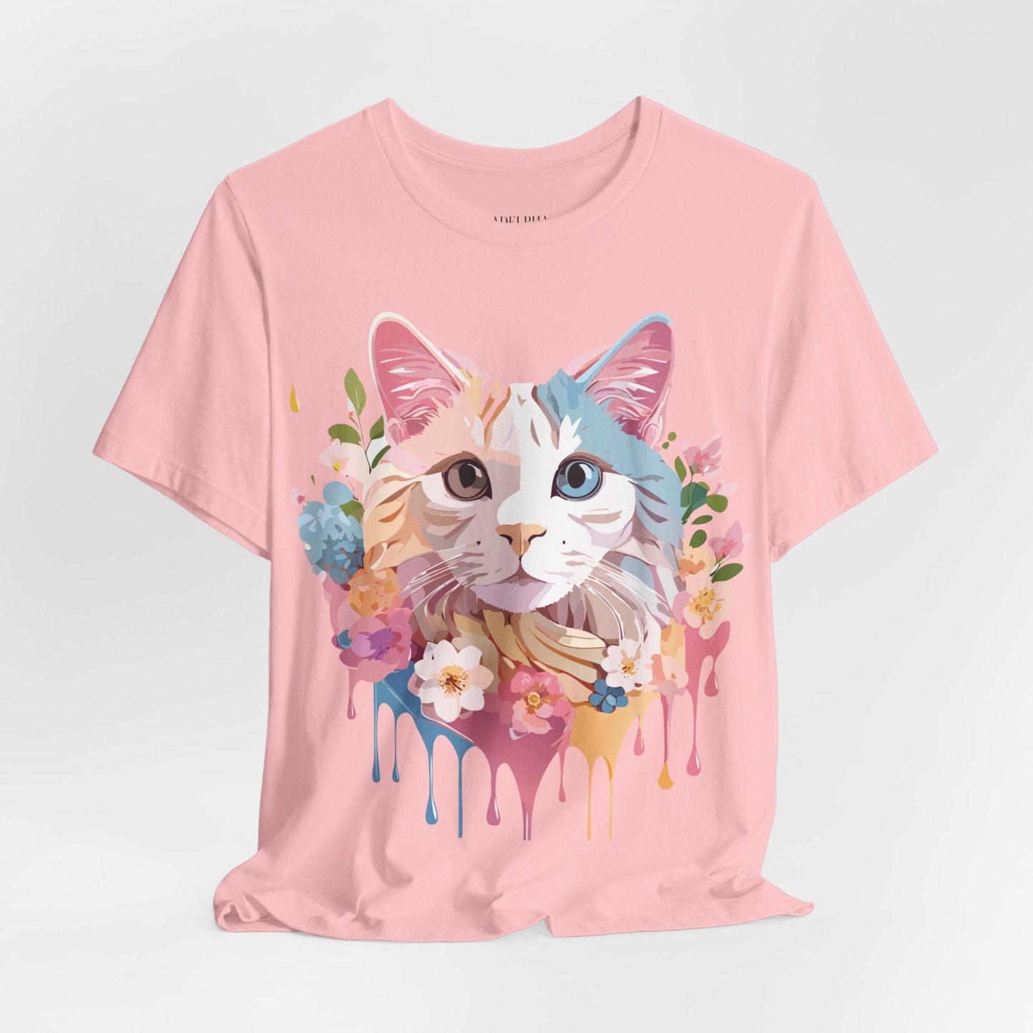 Cat Graphic Tee Unisex Short Sleeve Shirt With Adelpha Artwork