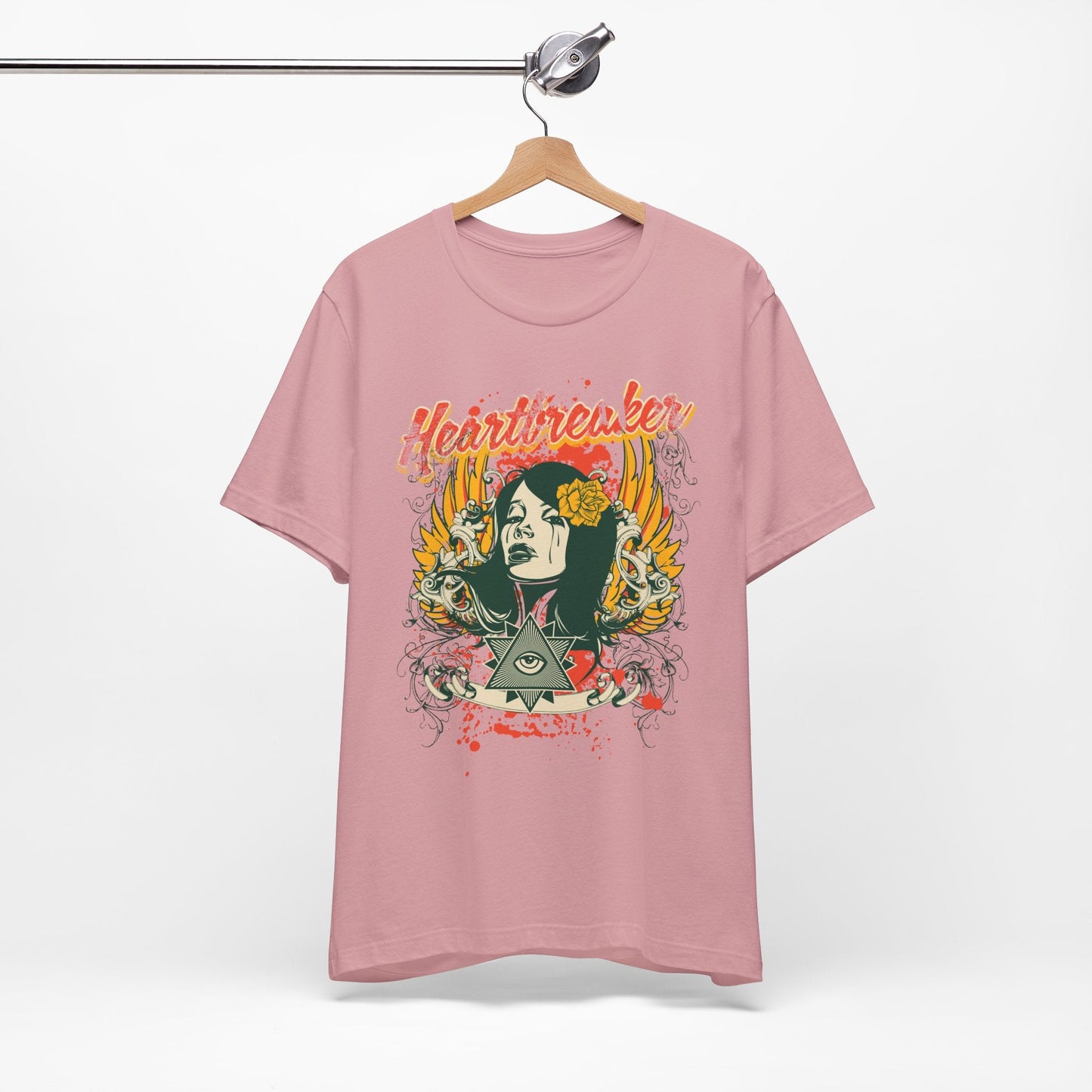 Heartbreaker Illustration Tee Retro Femme Portrait Floral Skull Graphic T-Shirt