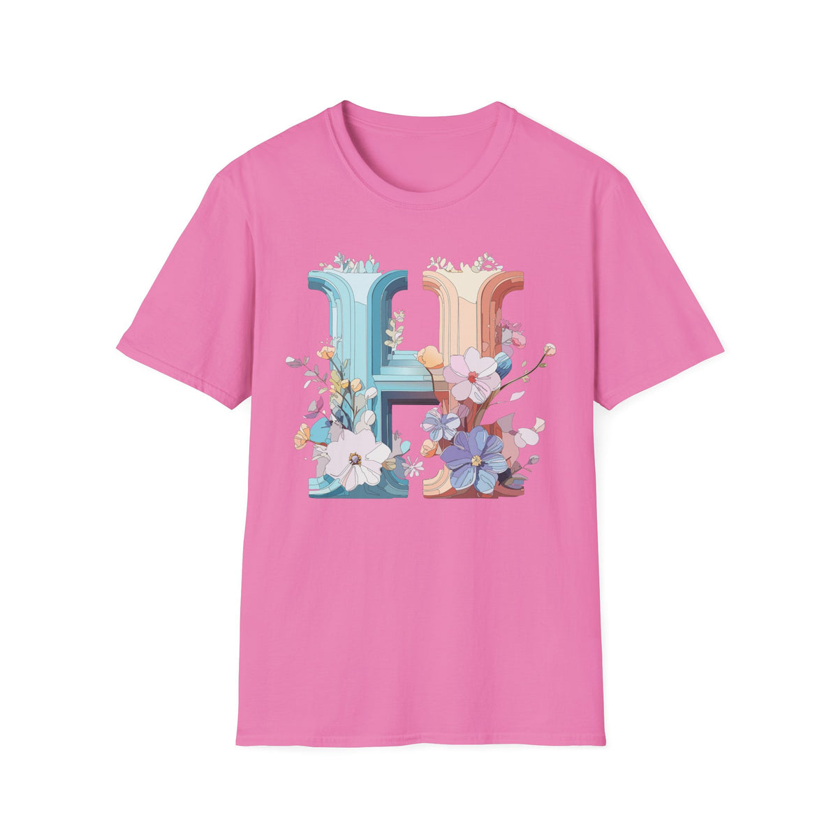 Floral Letter H T-Shirt | Botanical Monogram Tee