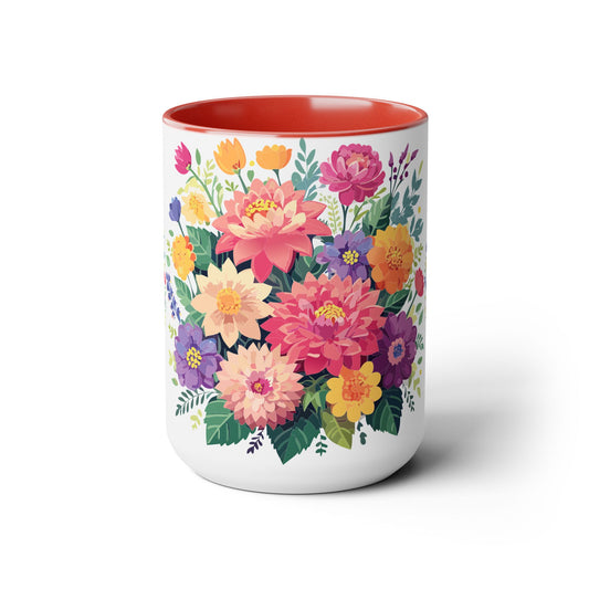 Two-Tone Coffee Mug with flowers