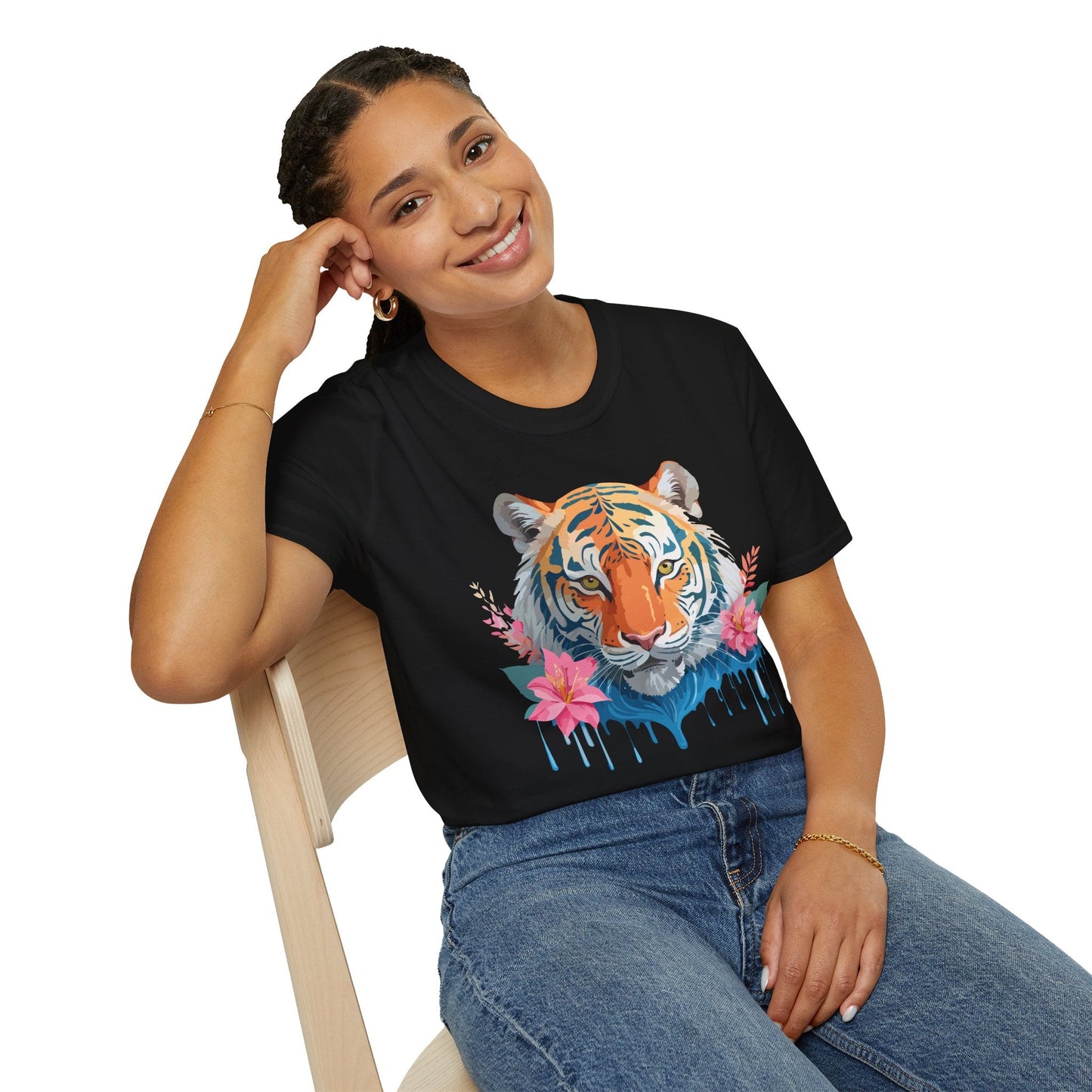 Tiger Unisex Softstyle T Shirt 100 Percent Cotton Gildan 64000 Animal Tee