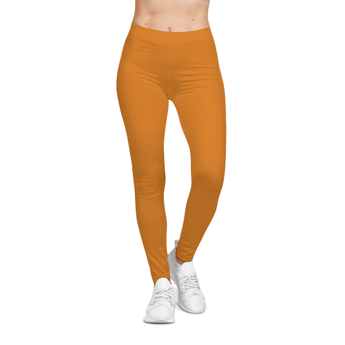 Amber Earth Orange Color Women's Poly-Span Casual Leggings XS-2XL