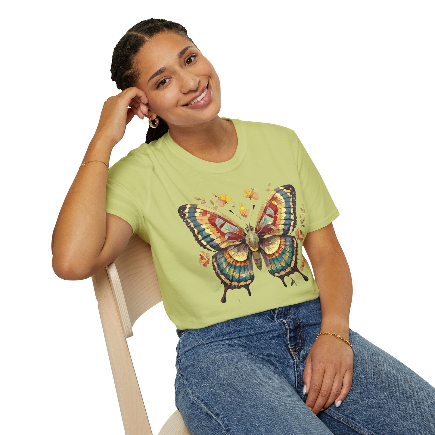 Butterfly Graphic T Shirt Unisex Gildan Softstyle 64000 Monarch Design Lightweight Everyday Wear