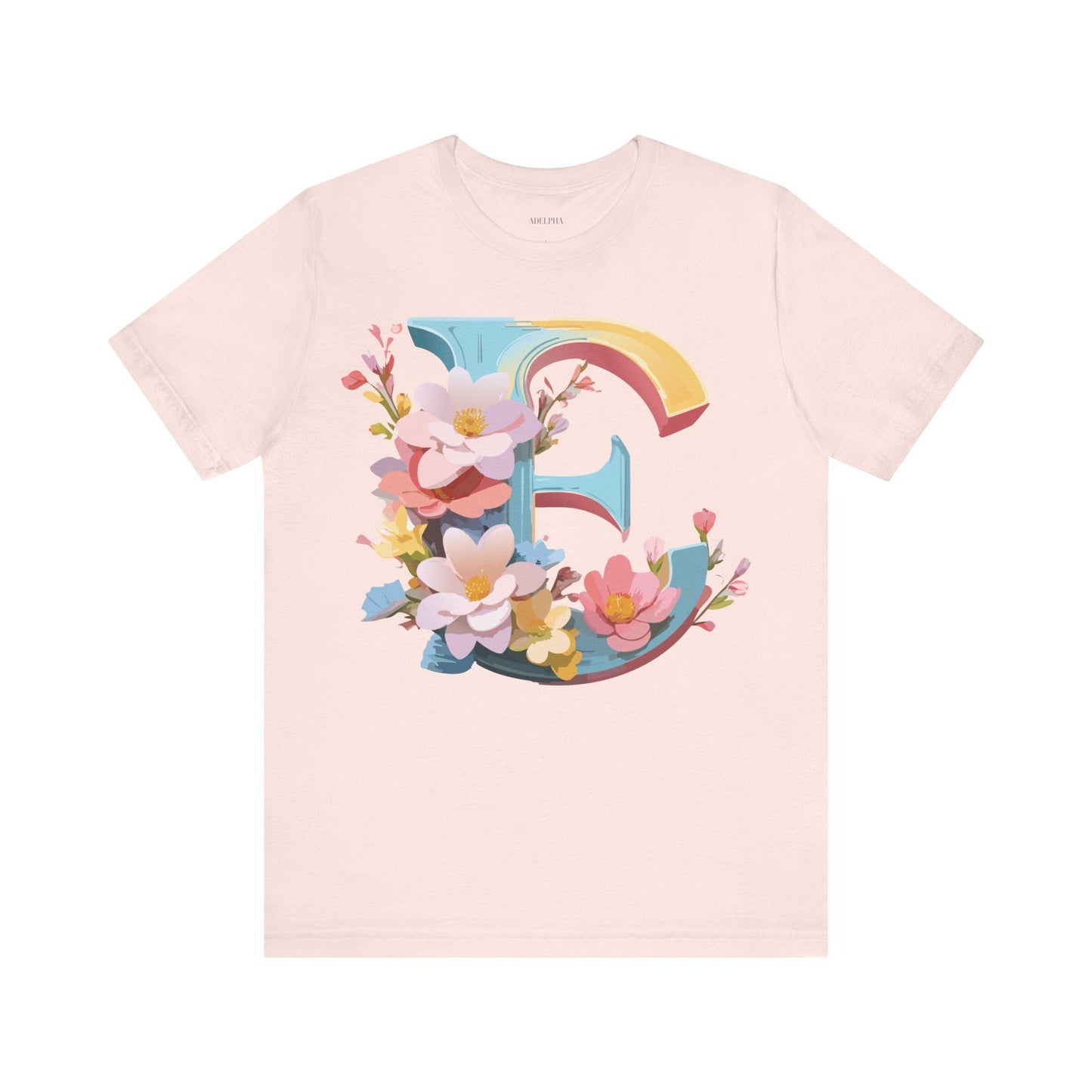 Letter E Unisex Graphic Tee Short Sleeve Vintage Inspired Art Design