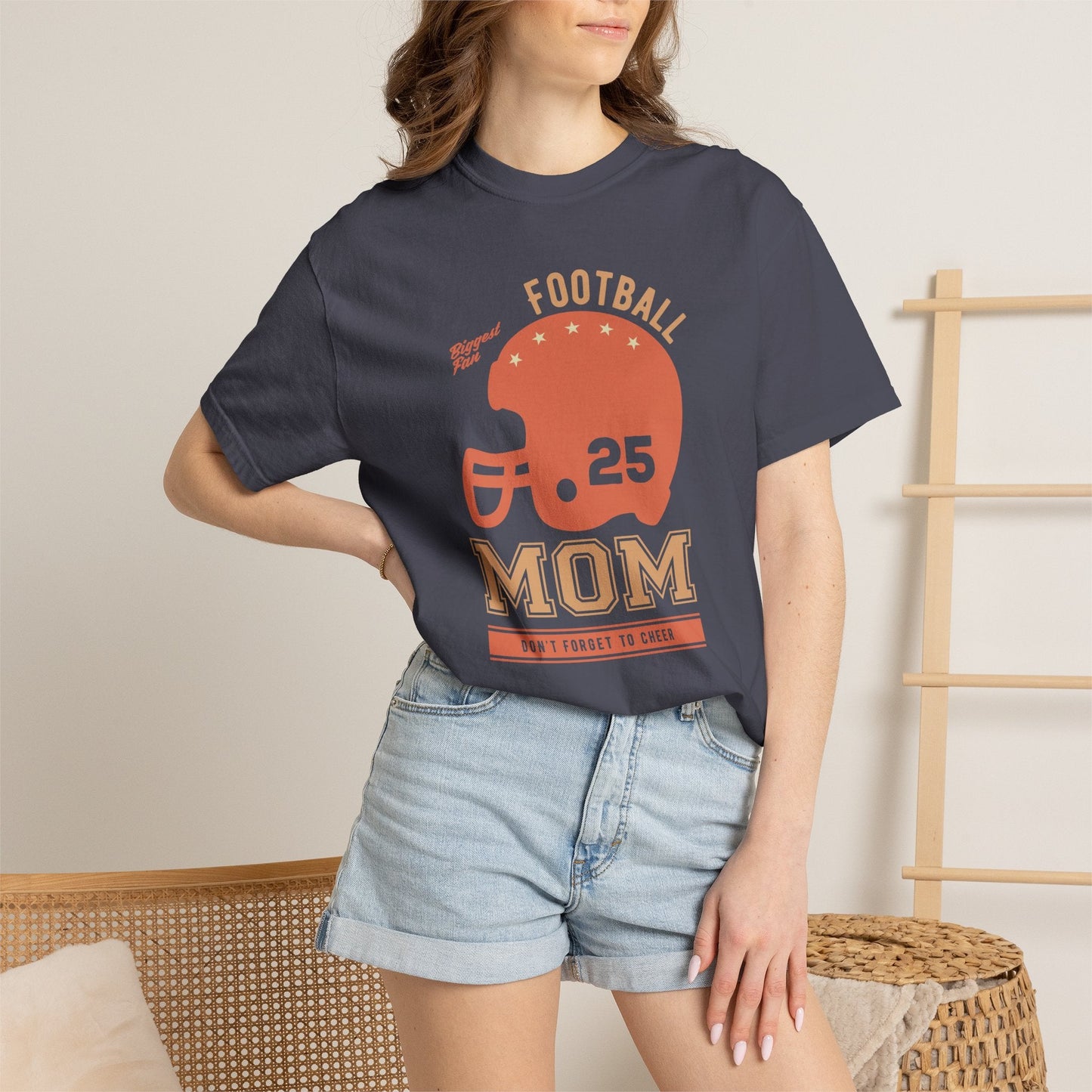 Football Mom T-shirt Mother's Day Mama Tee Unisex Comfort Colors Garment-Dyed Cotton h43