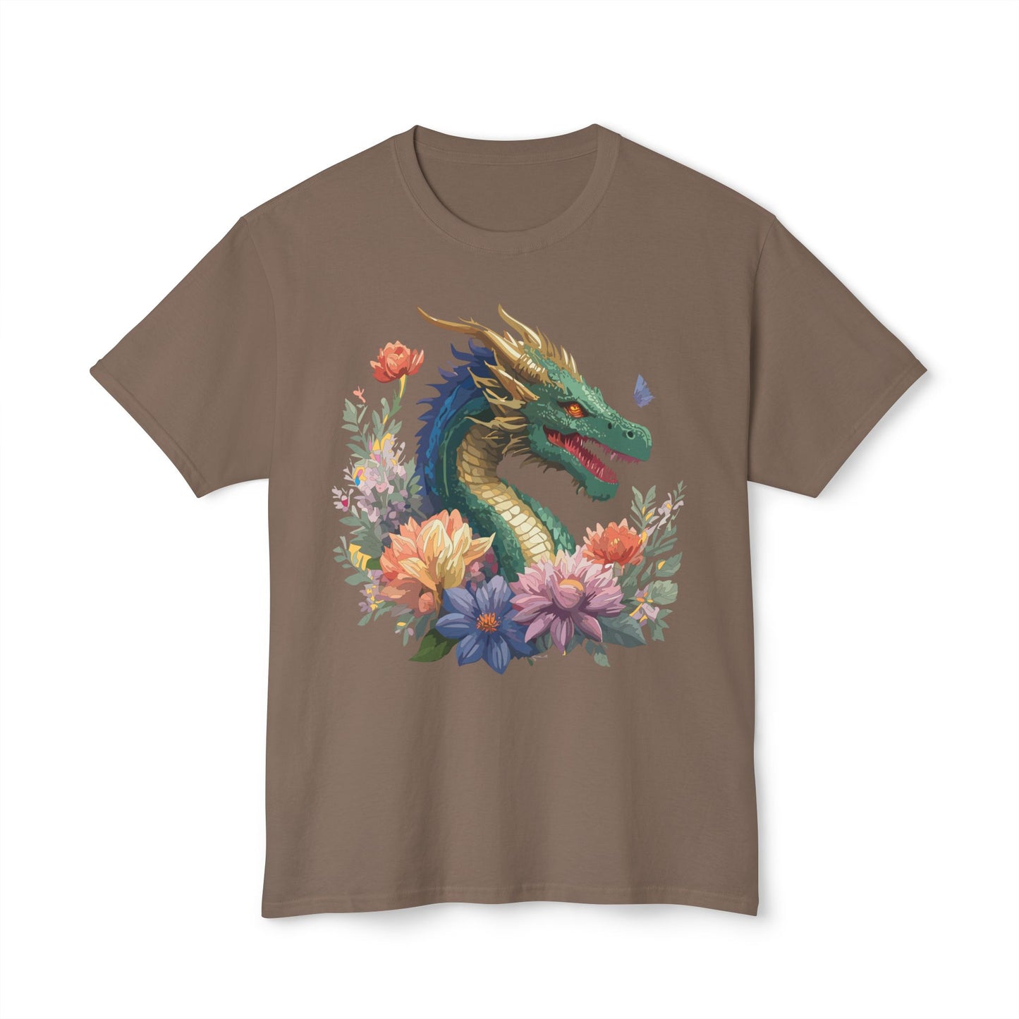 Dragon T-Shirt, Vintage Dragon Tee, Floral Tees, Dragon Art Design Shirt, Tee Shirt with Dragon 5