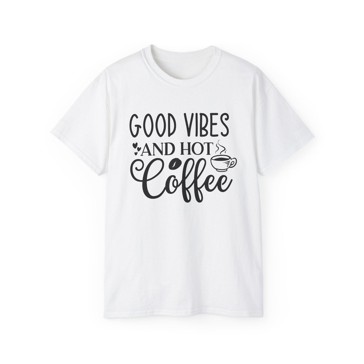 Good Vibes and Hot Coffee Tee | Coffee Lover Shirt, Morning Coffee Quote