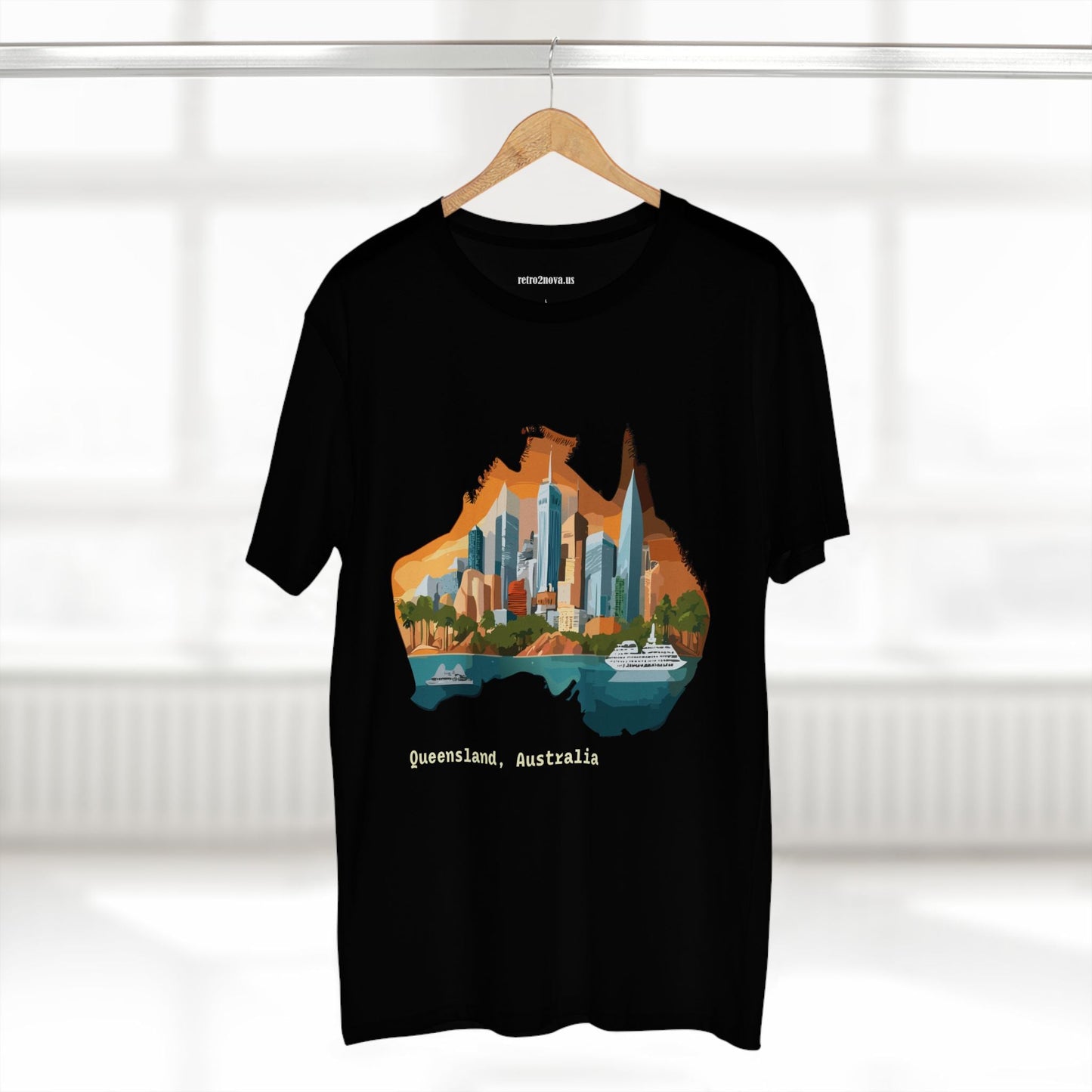 Retro2Nova Australia Travel Shirt Unisex Premium Cotton Tee With Original Art Design