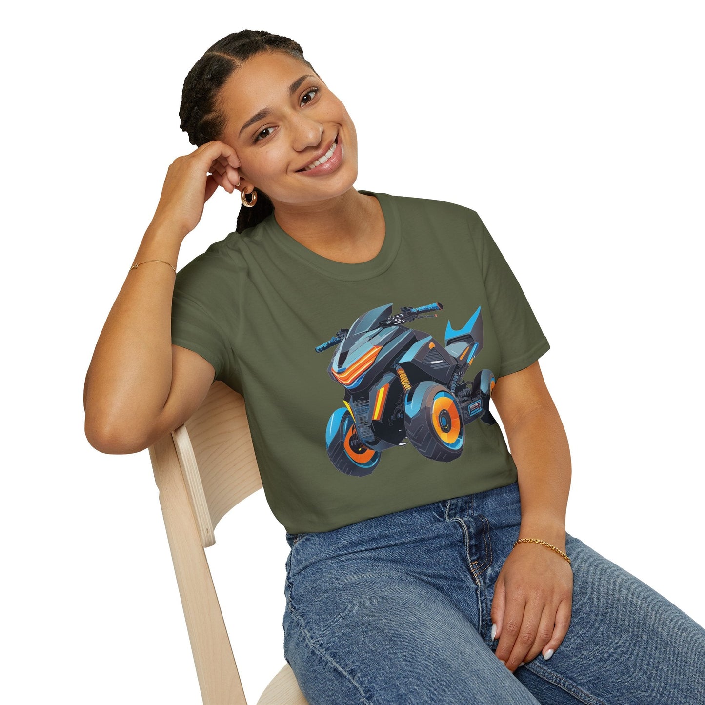 Unisex Motorcycle Art Design T Shirt Softstyle 64000 MTB Graphic Tee For Riders