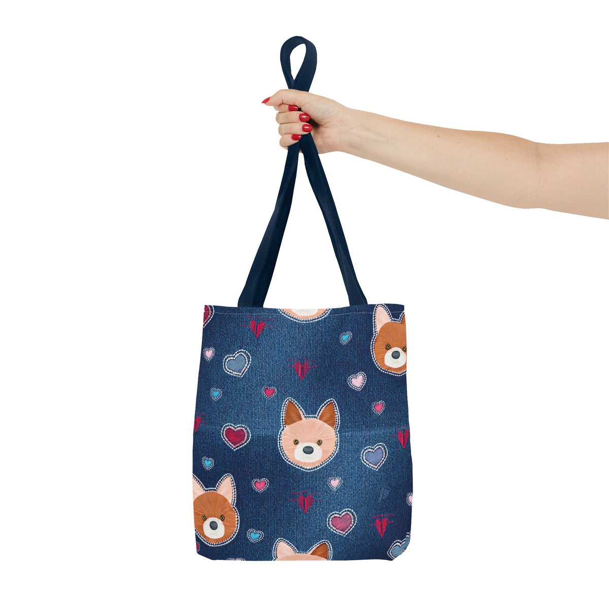 Love Day Graphic Design Denim Fabric Imitation Print Unisex Canvas Bag POLY 3 Sizes Tote Bag 201-5
