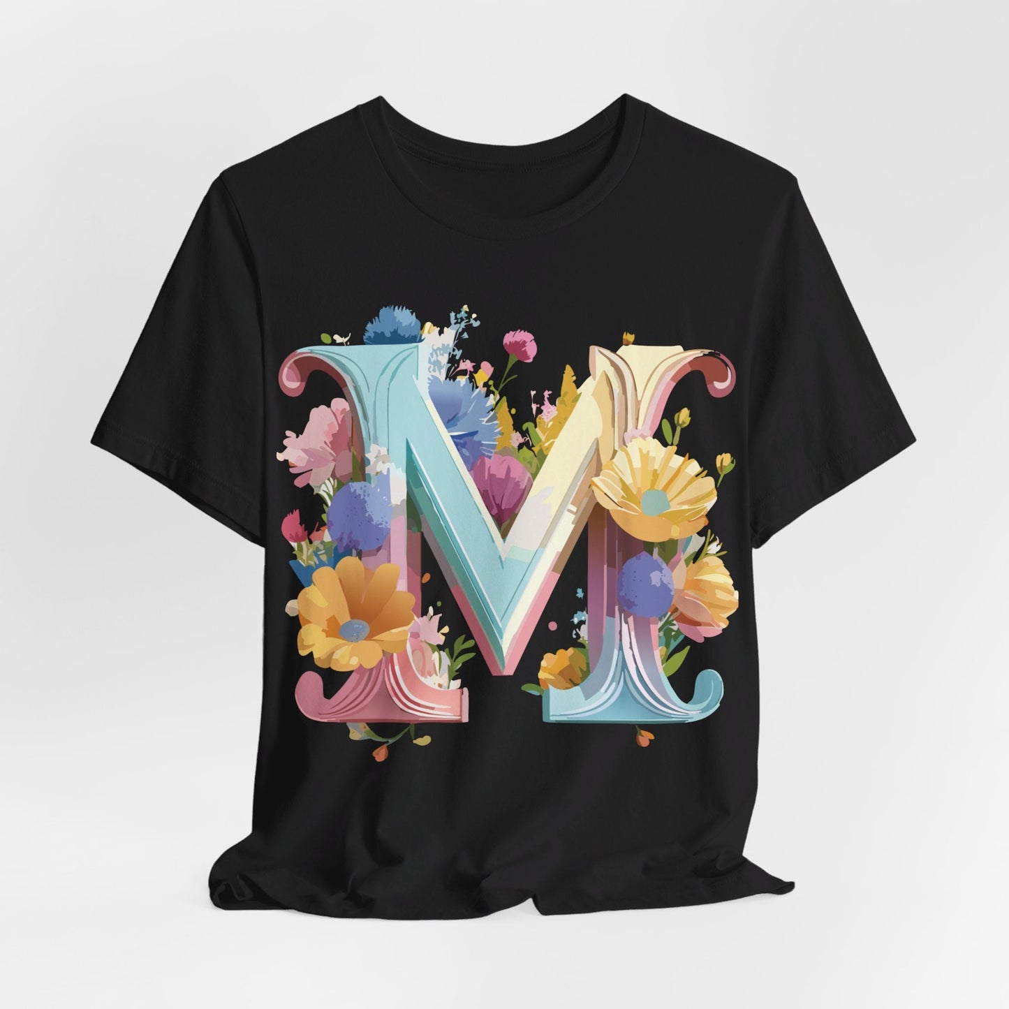 Letter M Shirt Unisex Graphic Tee Vintage Inspired Artwork Adelpha Short Sleeve Collection