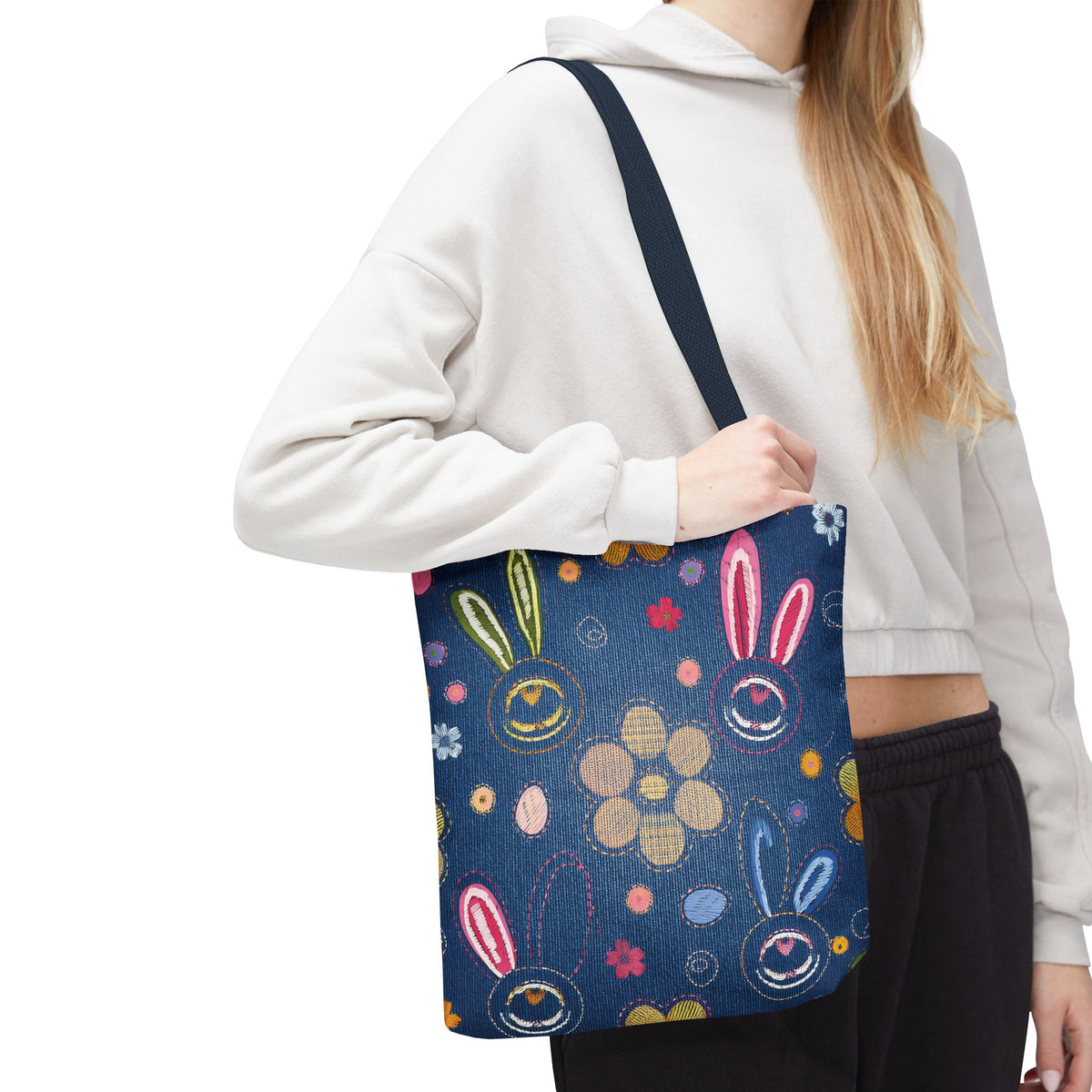 Easter Graphic Design Denim Fabric Imitation Print Unisex Canvas Bag Poly Spun 3 Sizes Tote Bag 204-9