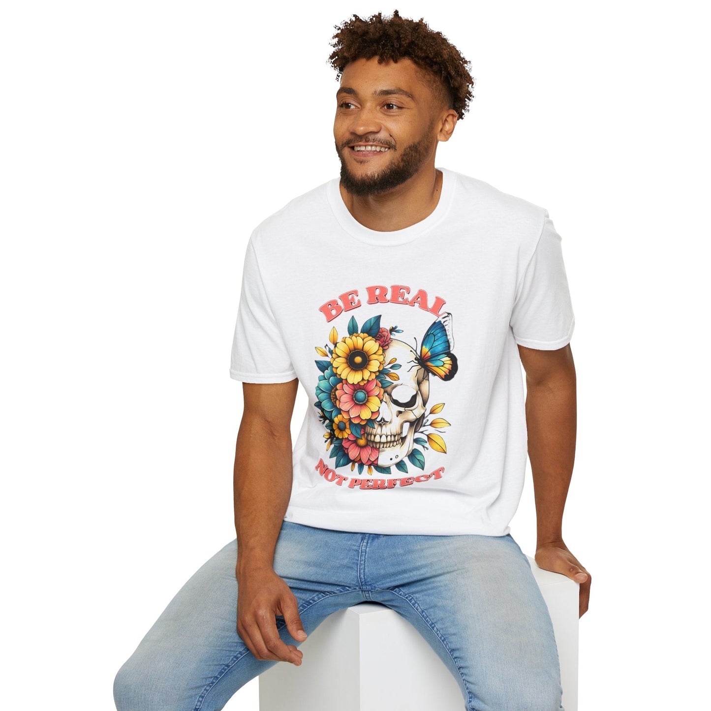 Gildan Skull Tee Shirt Unisex Skeleton Print Tee 100 Percent Ring Spun Cotton Softstyle
