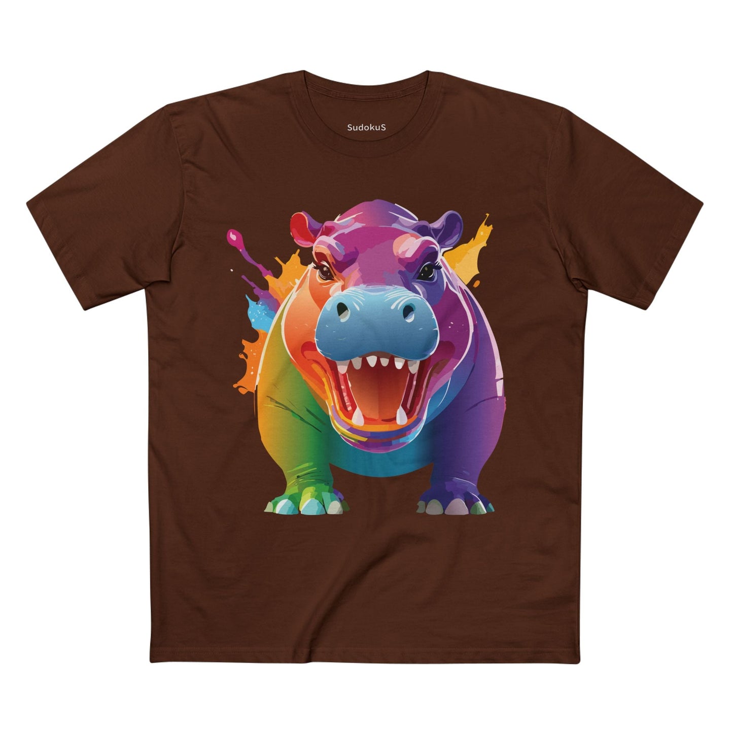 Hippo Graphic Unisex 100 Cotton Staple Tee with Animal Design Artwork 6