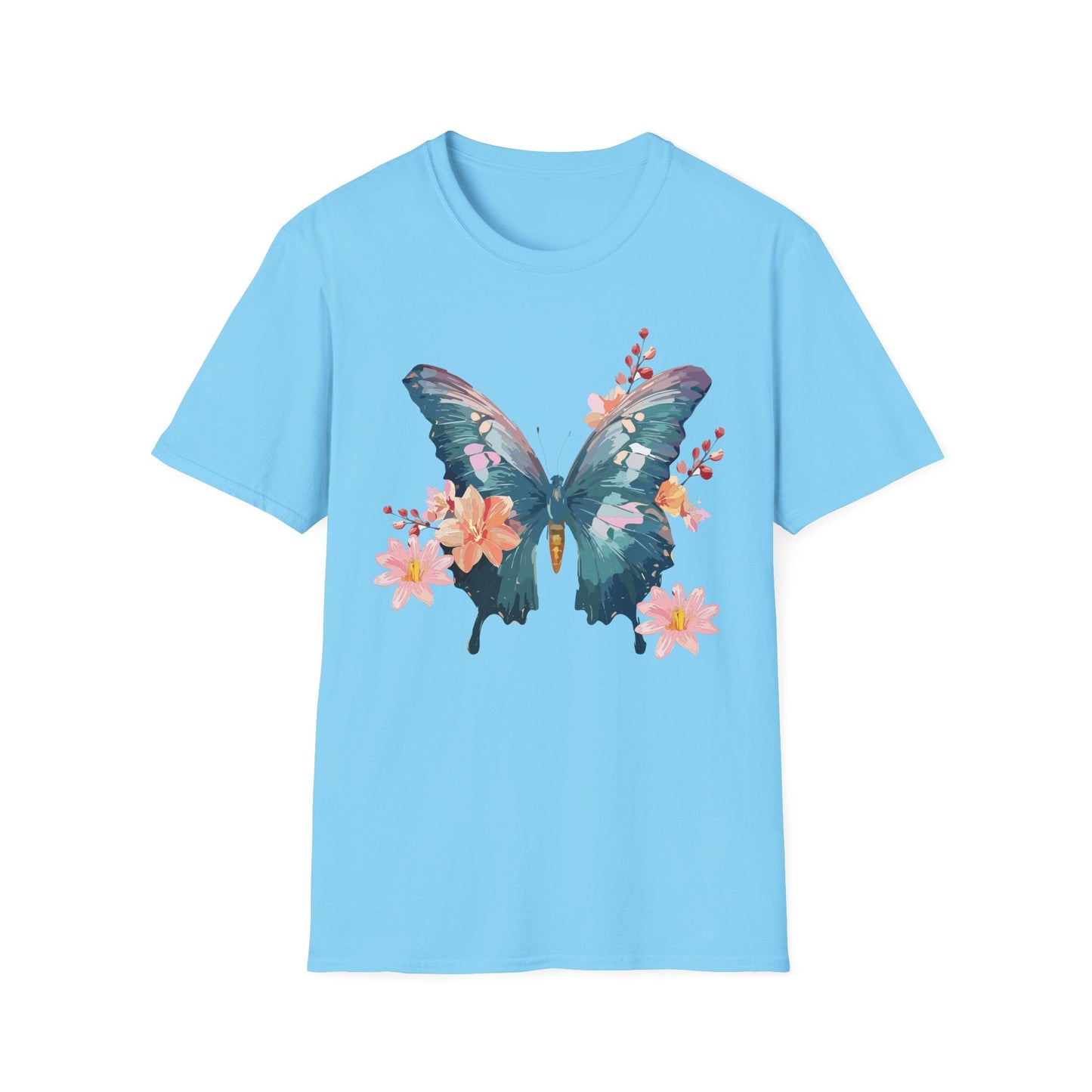 Butterfly T Shirt Unisex Gildan Softstyle 64000 100 Percent Ring Spun Cotton Monarch Tee