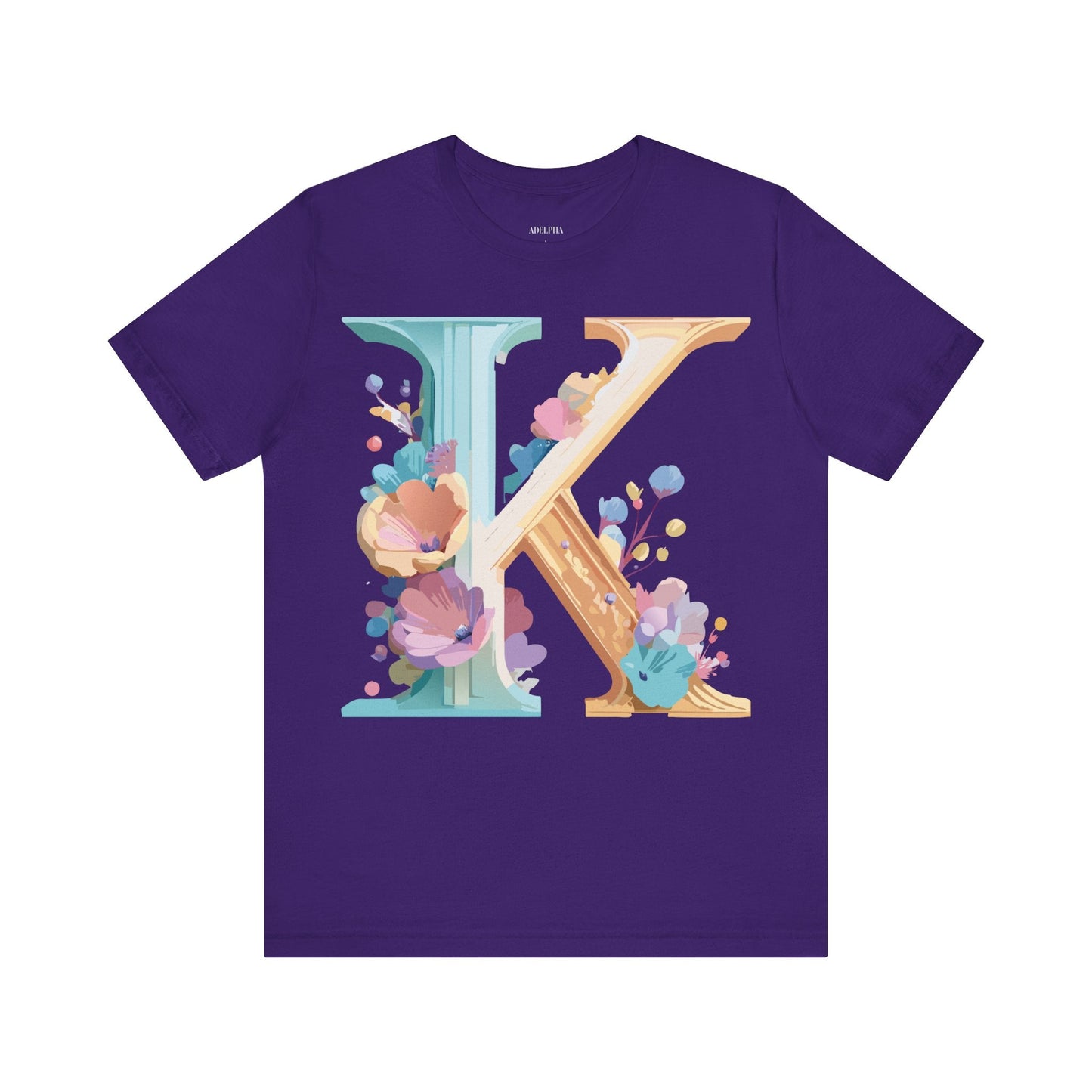 Letter K Shirt Graphic Tee Unisex Vintage Inspired Adelpha Art Design Tee Premium Soft Cotton