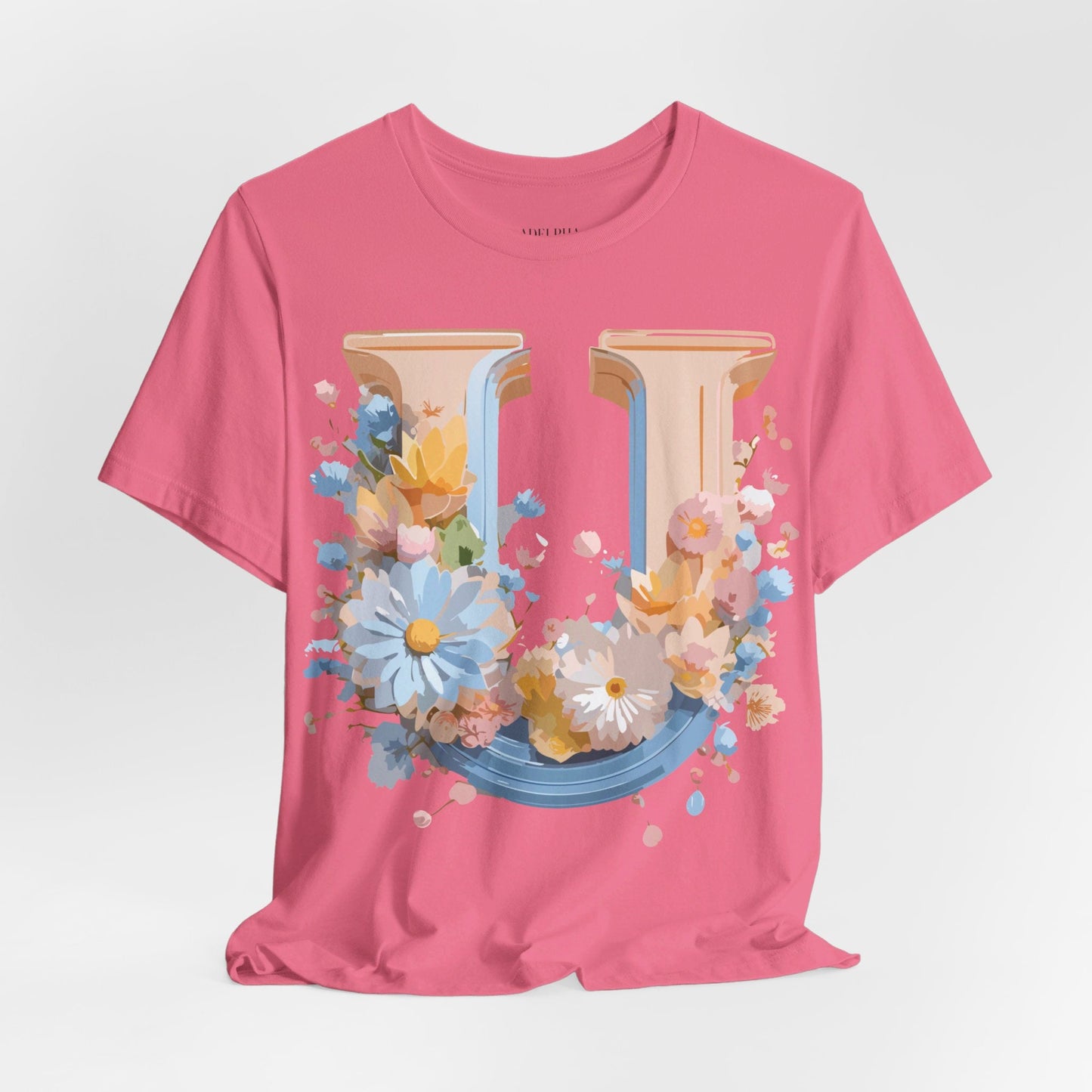 Letter U Shirt Unisex Graphic Tee By Adelpha Vintage Inspired Short Sleeve Art Design