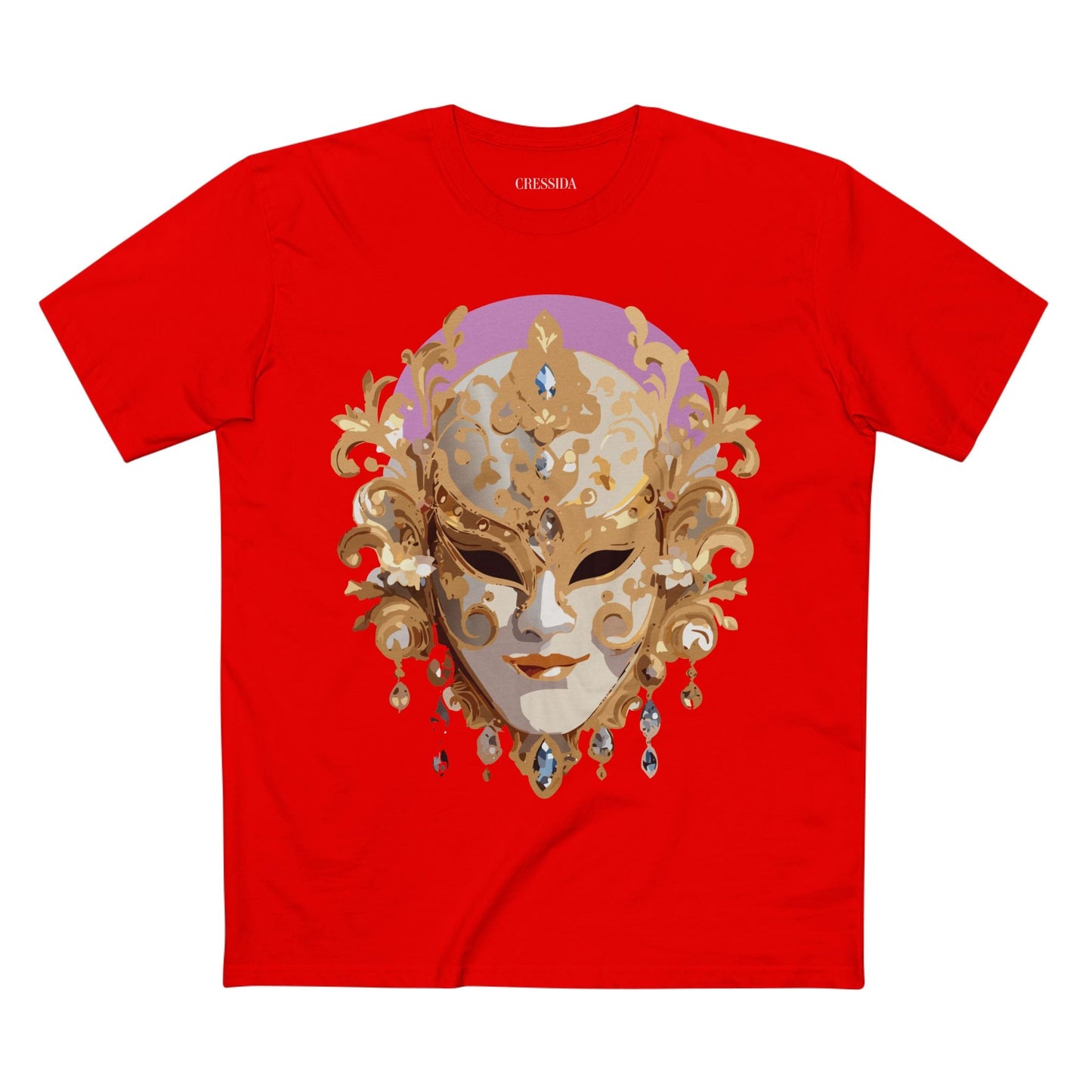 Carnival Mask Graphic T-Shirt Unisex 100 Cotton With Antique Gold Art Design Tee 10