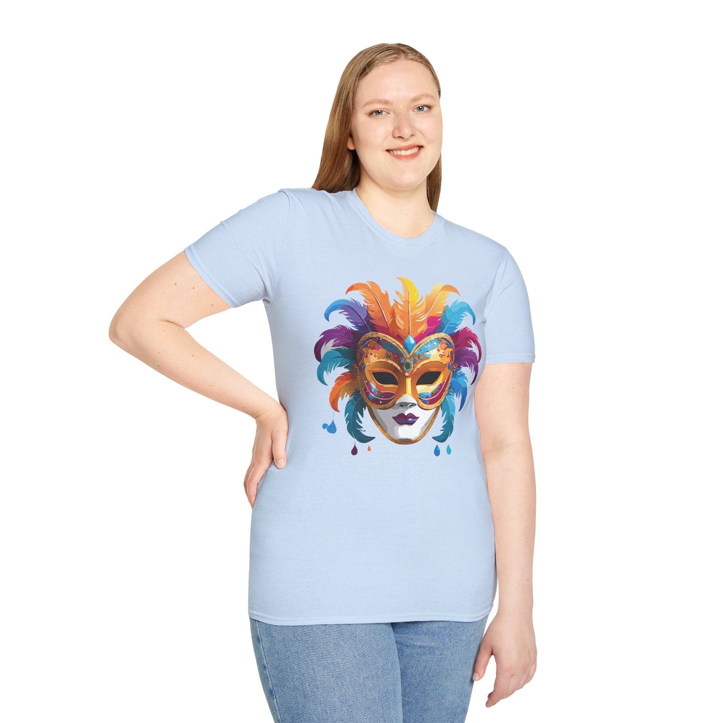 Mask Tee Shirt Unisex Masquerade Design Art Graphic Gildan Softstyle 64000 Cotton Tee