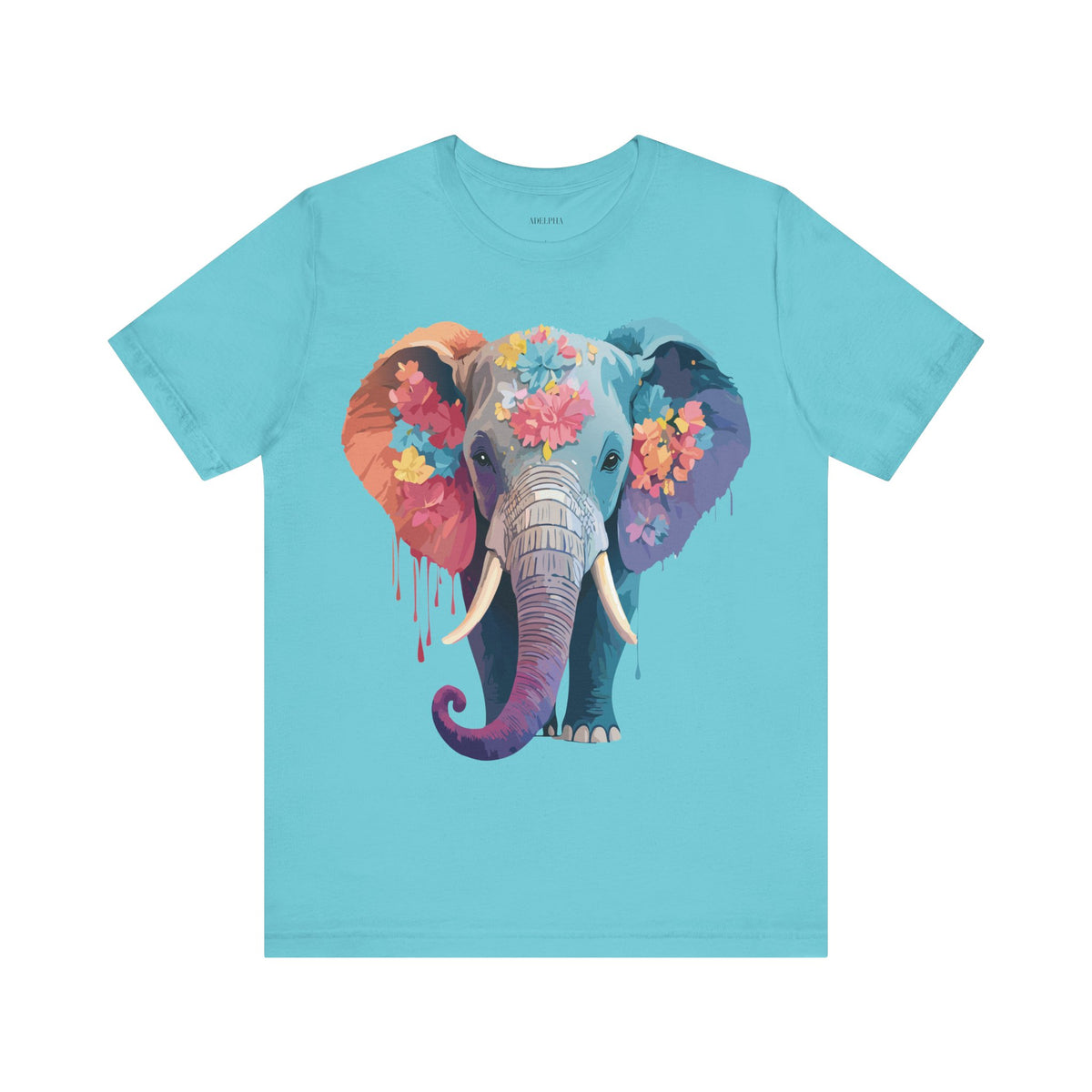 Elephant Graphic Unisex Cotton Bella+Canvas Tee with Art Animal Design e127