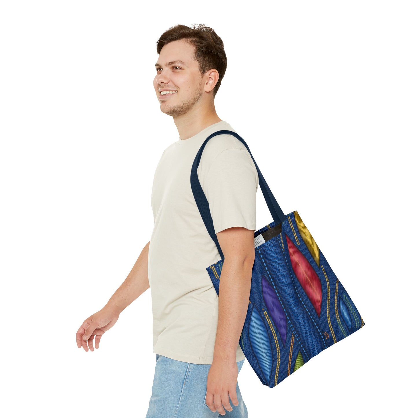 Denim Fabric Imitation Print Unisex Canvas Bag Poly Spun 3 Sizes Tote Bag 137