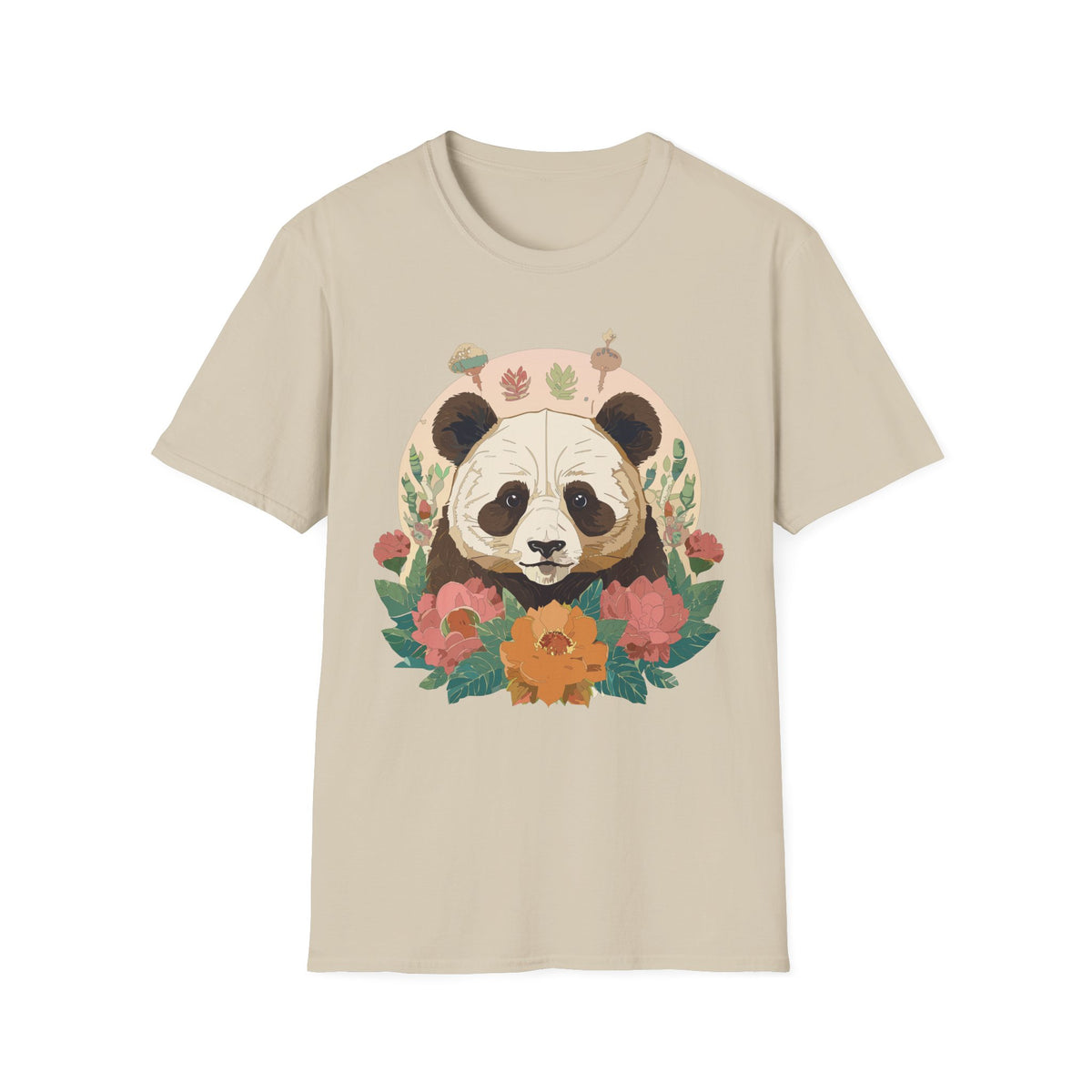 Floral Panda Illustration T-Shirt | Cute Botanical Bear Tee