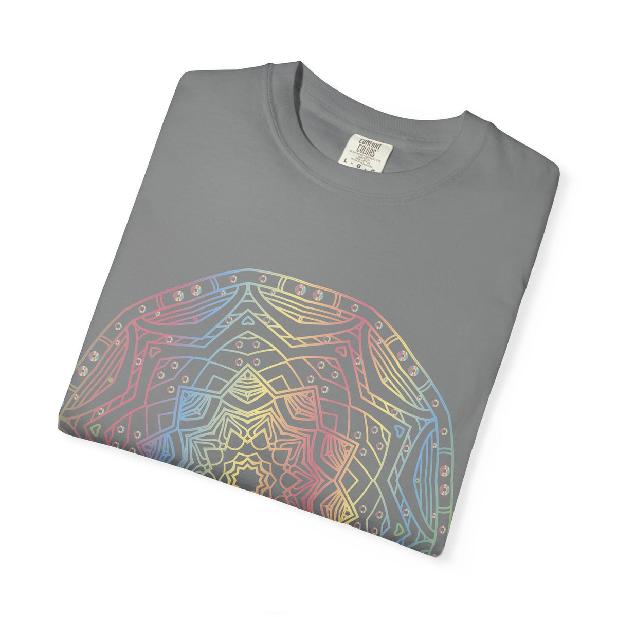 Unisex Garment Dyed Cotton T-Shirt with Mandala Graphic Design