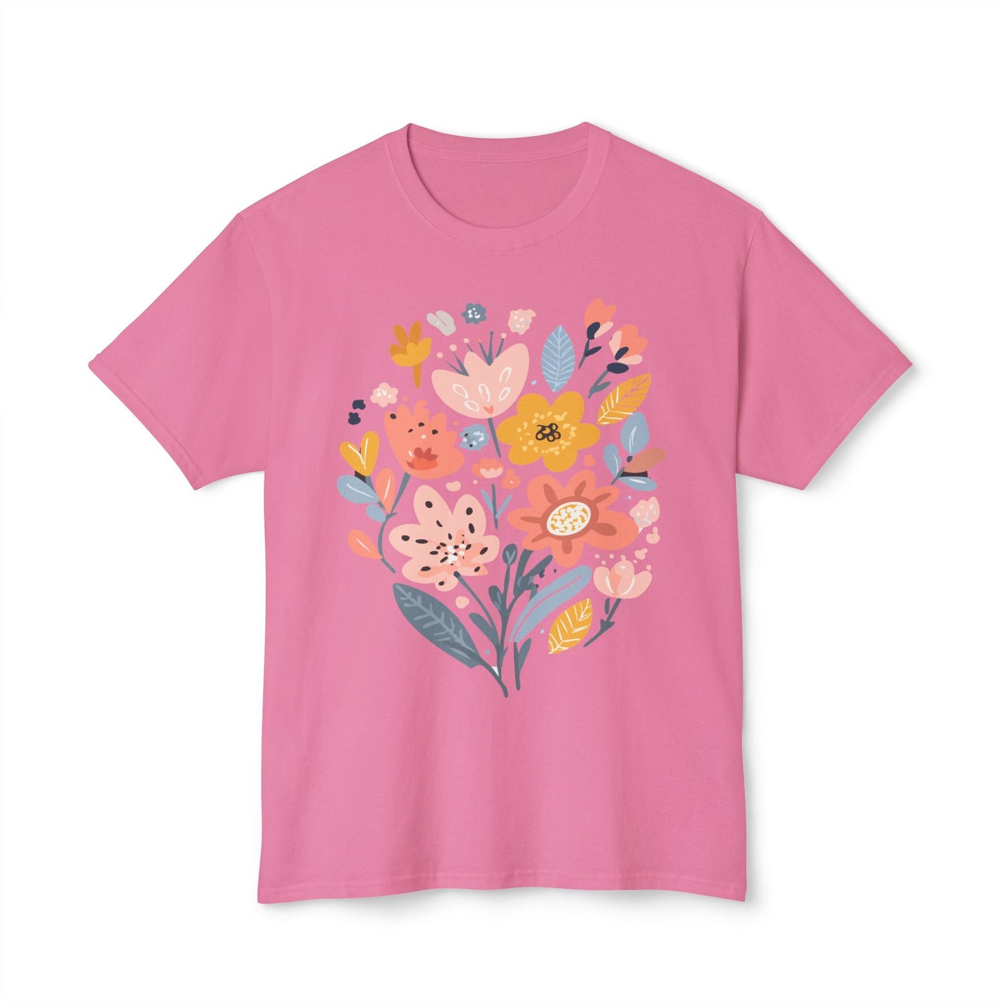 Unisex HD Cotton Floral Art Print T Shirt With Vintage Flowers Design Tee Premium Quality