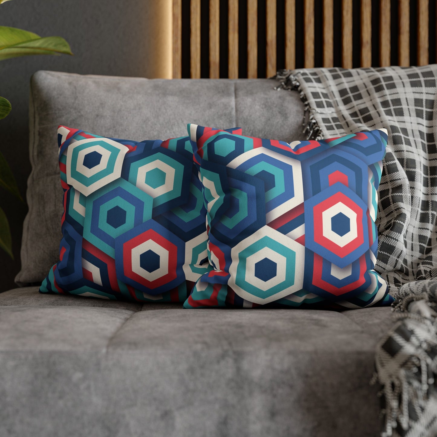 Faux Suede Pillowcase with Abstract print