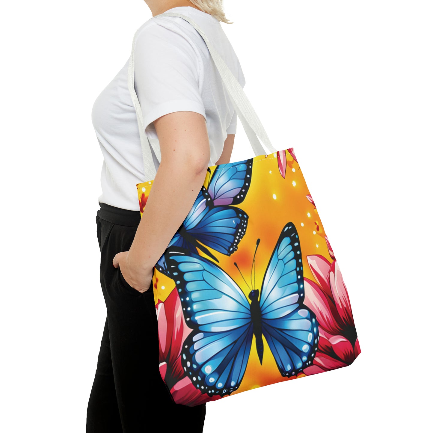 Bolsa de lona con estampado de mariposas 