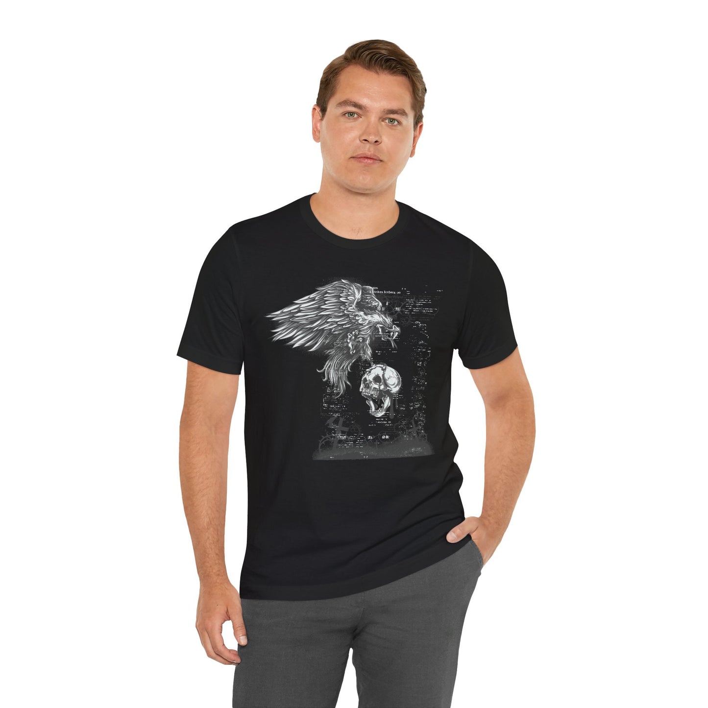Raven and Skull Illustration Graphic Unisex Cotton T-Shirt r19