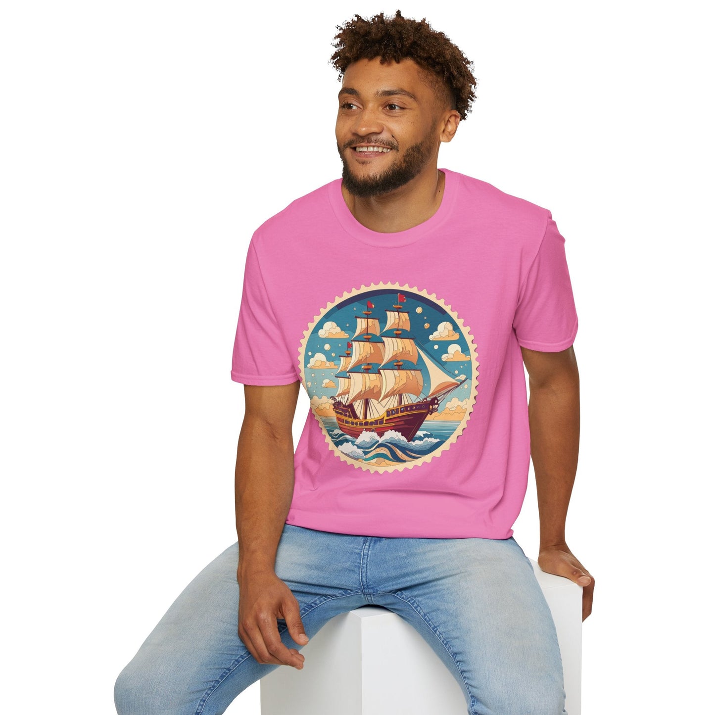 Frigate Ship T Shirt Unisex Short Sleeve 100 Percent Ring Spun Cotton Soft Tee Gildan 64000